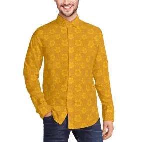 70s Shirt Style, Hippie Shirt Men, Floral Boho Shirt Men, Mustard Yellow Shirt Men, Mustard Yellow Top Men, Floral Yellow Shirt, Mustard Top