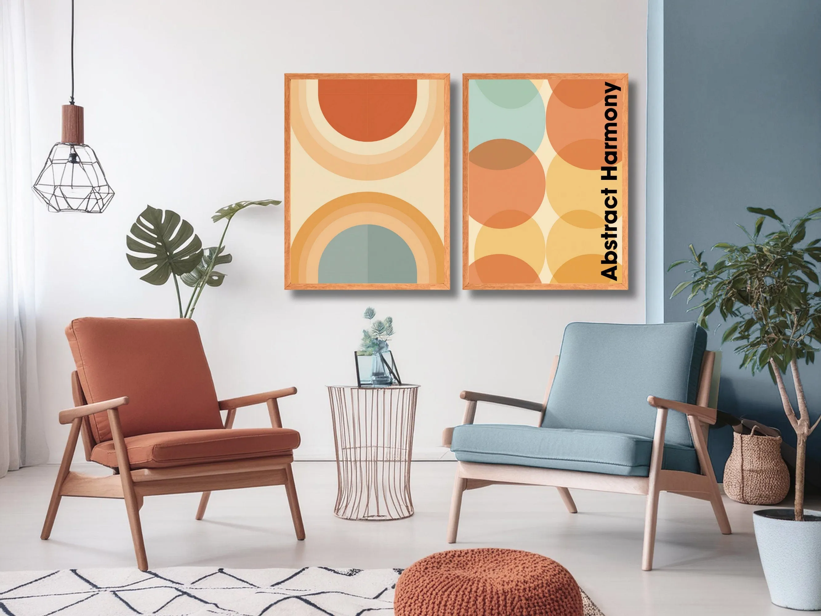 Abstract Harmony Modern Wall Art, Minimalist Geometric Print, Colorful Circles, Bauhaus Poster