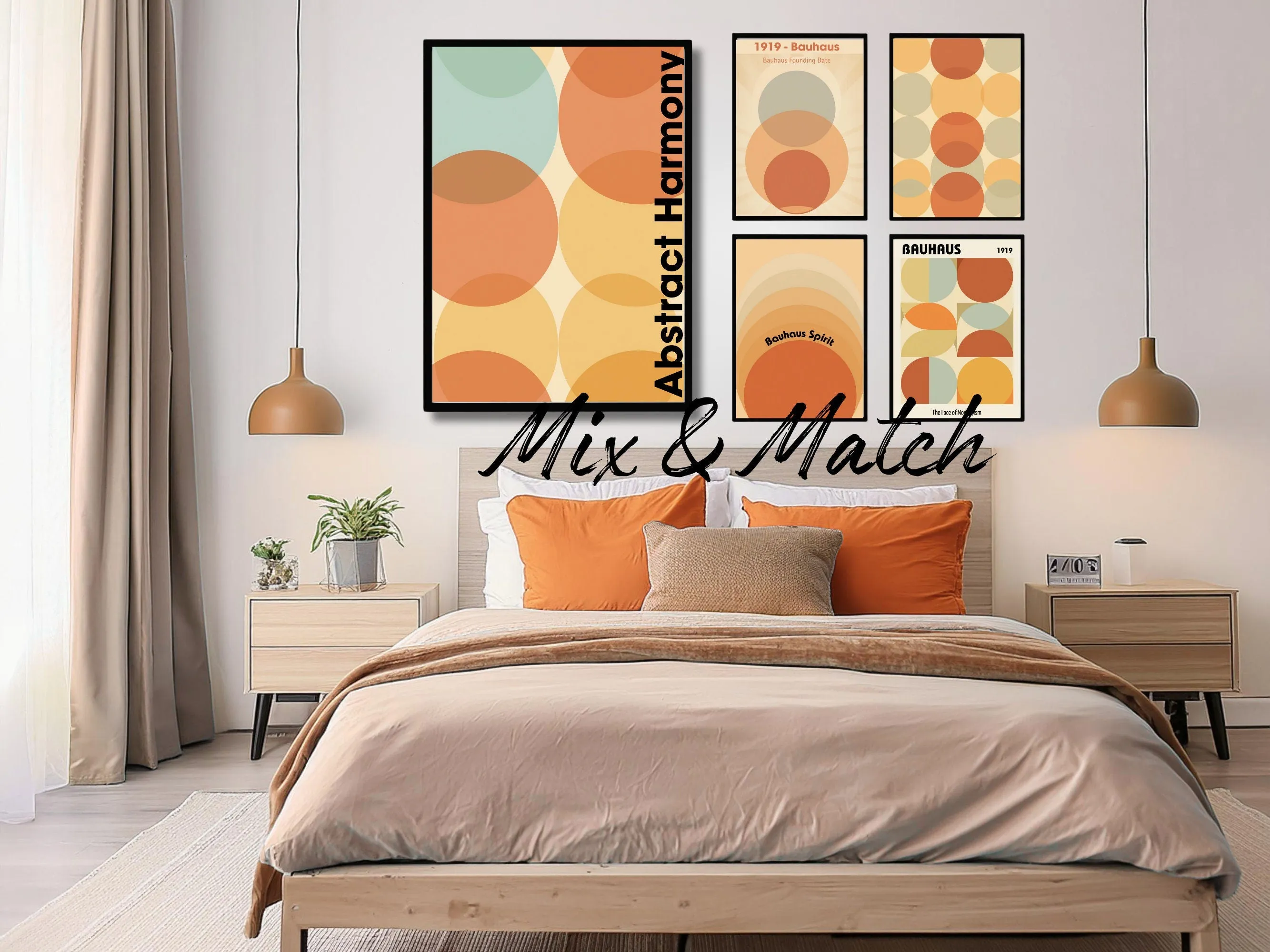 Abstract Harmony Modern Wall Art, Minimalist Geometric Print, Colorful Circles, Bauhaus Poster