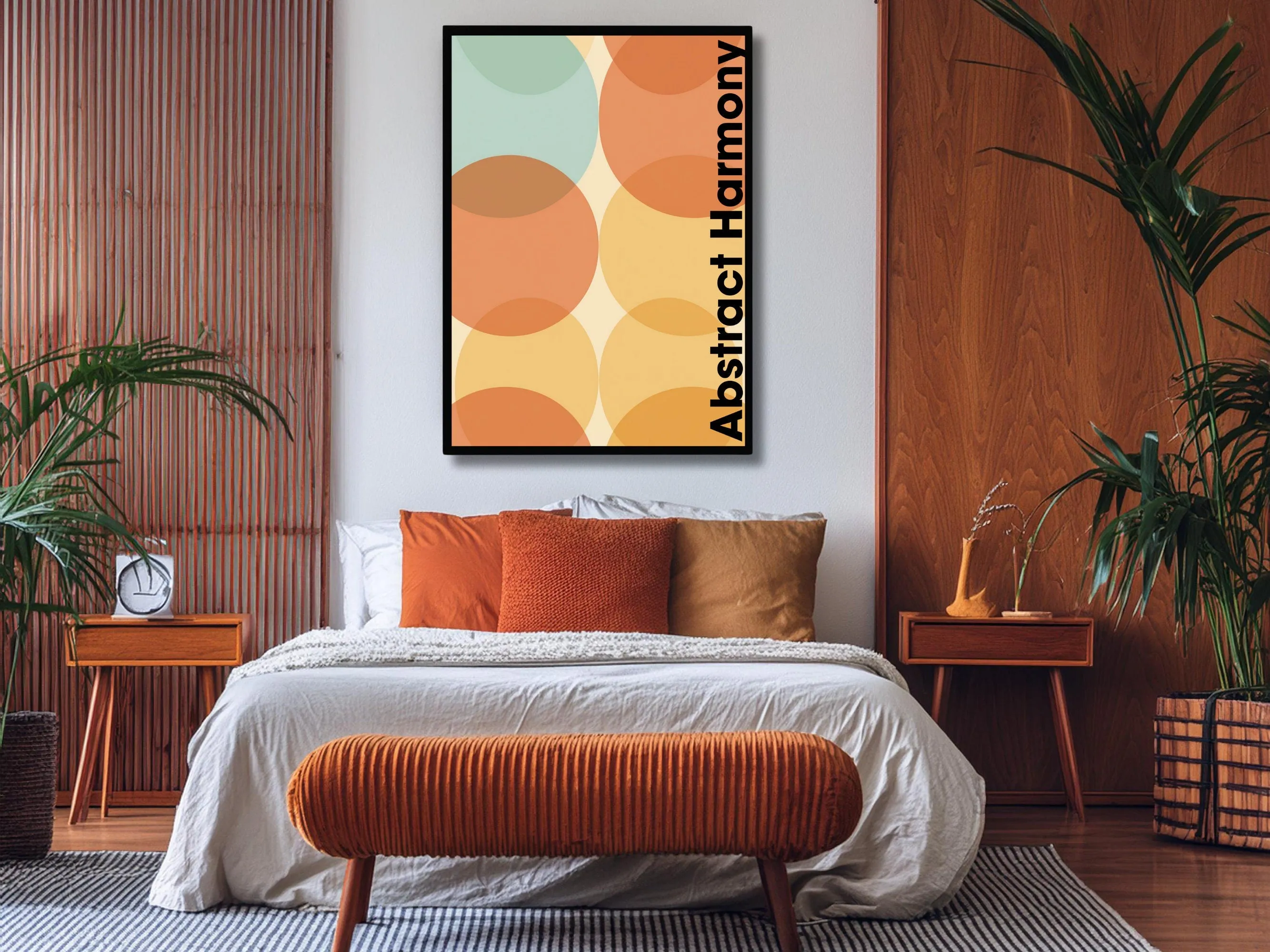 Abstract Harmony Modern Wall Art, Minimalist Geometric Print, Colorful Circles, Bauhaus Poster