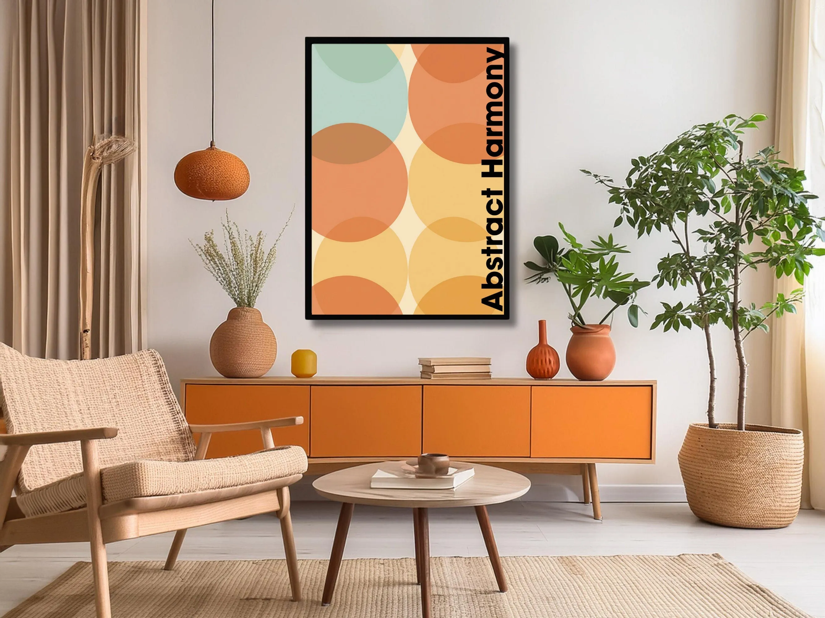 Abstract Harmony Modern Wall Art, Minimalist Geometric Print, Colorful Circles, Bauhaus Poster