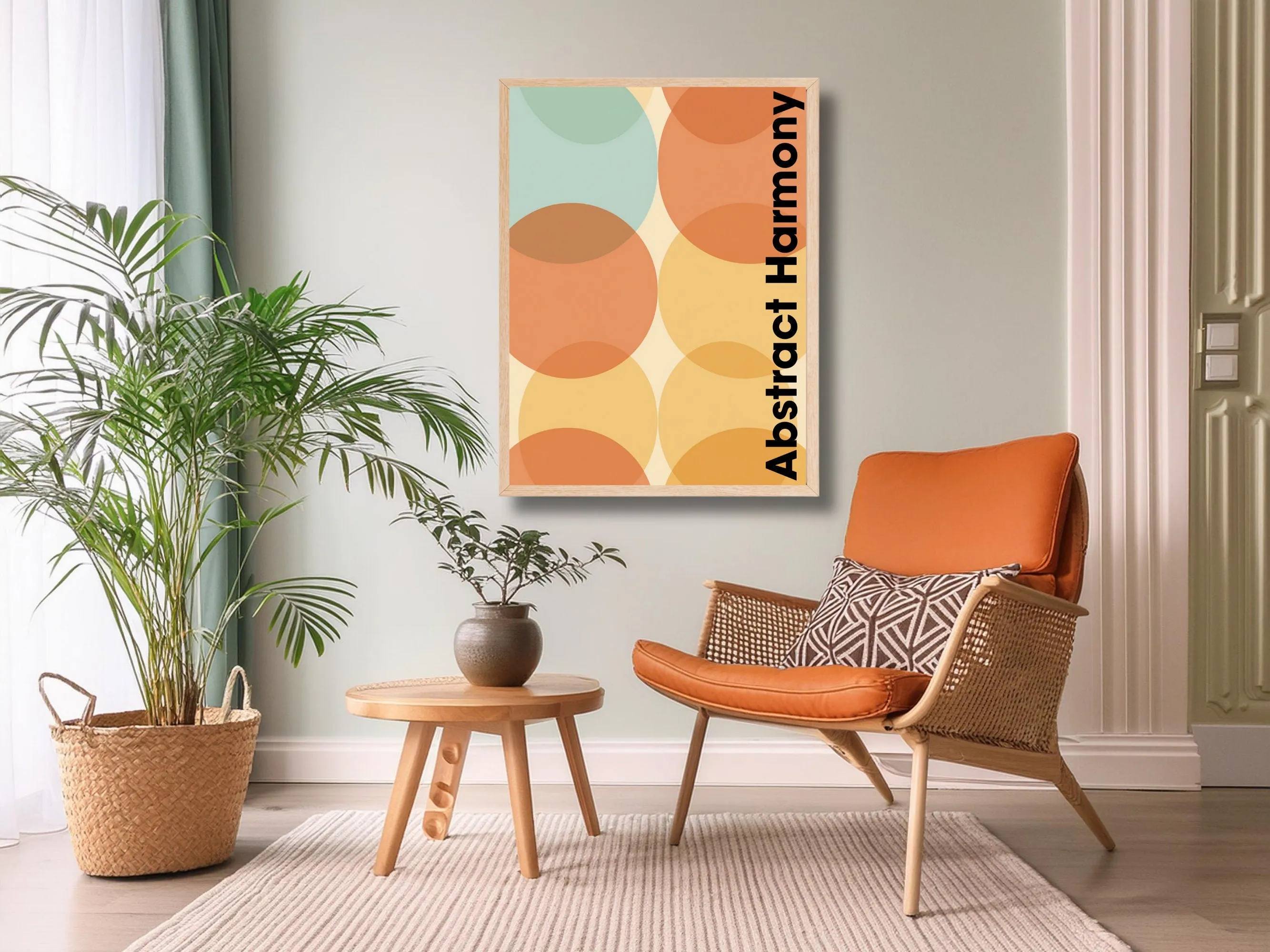 Abstract Harmony Modern Wall Art, Minimalist Geometric Print, Colorful Circles, Bauhaus Poster