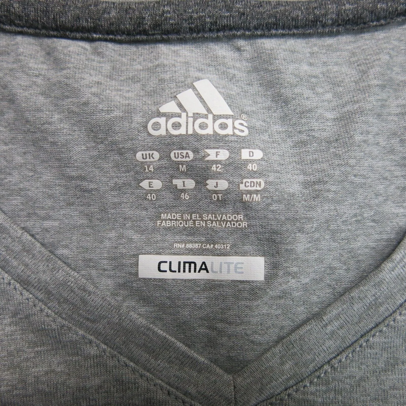 Adidas Womens T Shirt Top Fitted Workout Climalite V Neck Short Sleeve Gray Sz M