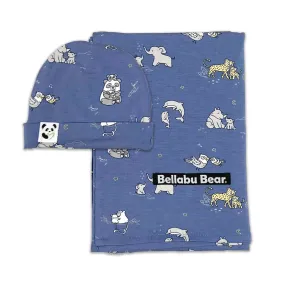 Animal Kisses Bamboo Swaddle & Beanie Set