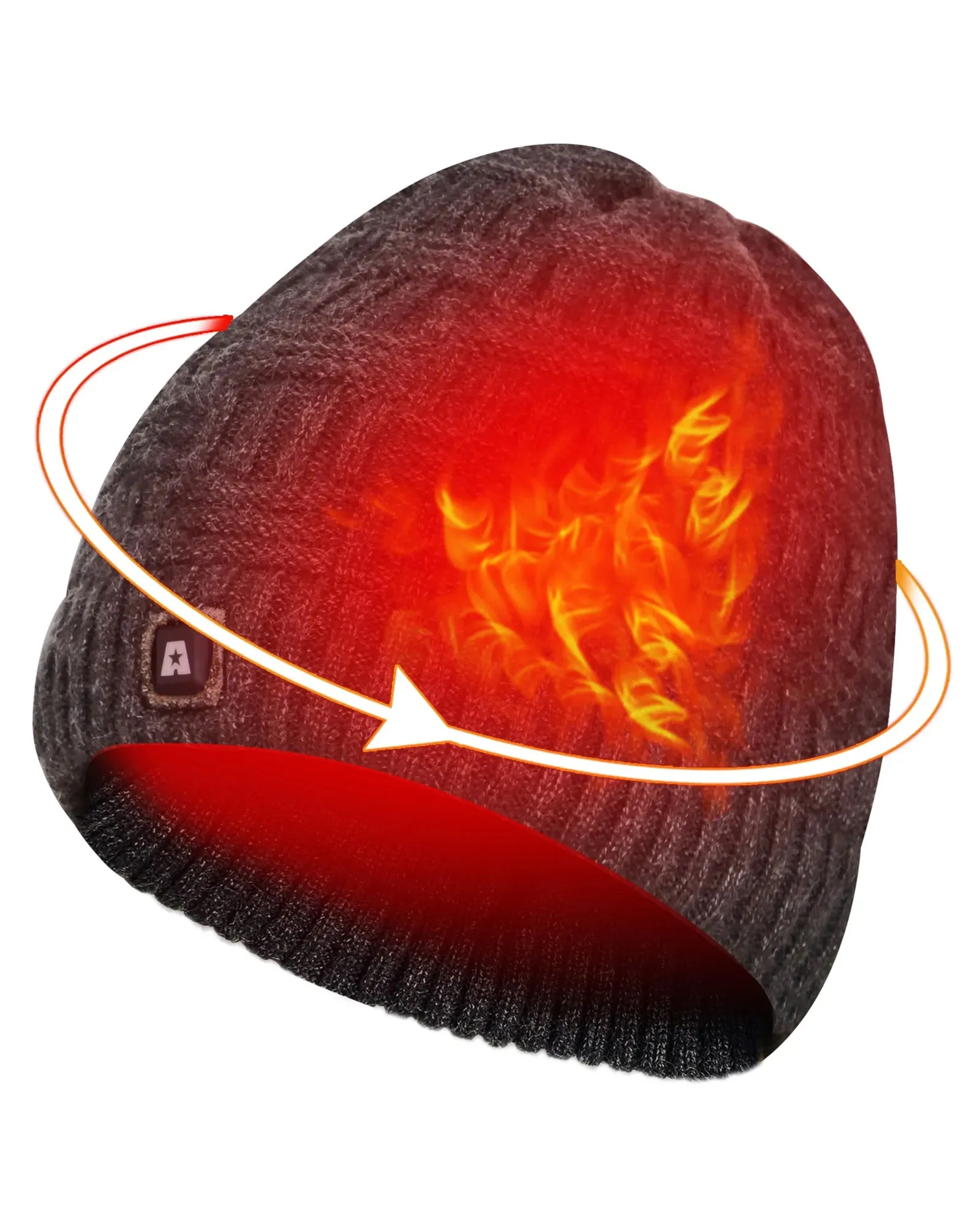 Battery Heated Beanie Electric Winter Heated Hat with Rechargeable Battery Unisex Black