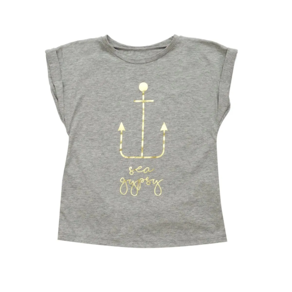 Bella & Lace - Rachael Tshirt - Grey Sea Gypsy - Gold Print