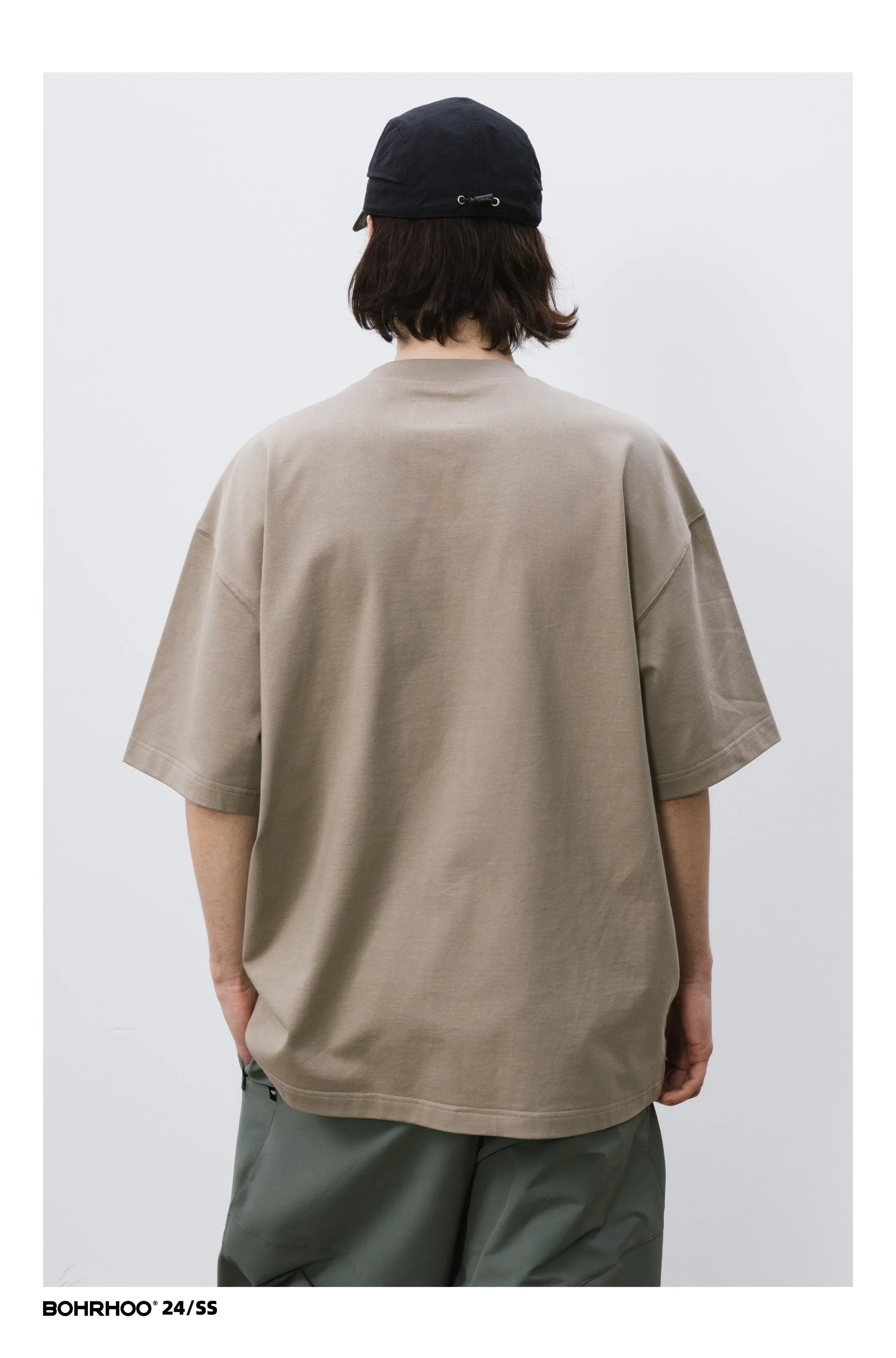 BOHRHOO ピュアコットンルーズラウンドネックTシャツ BHH025