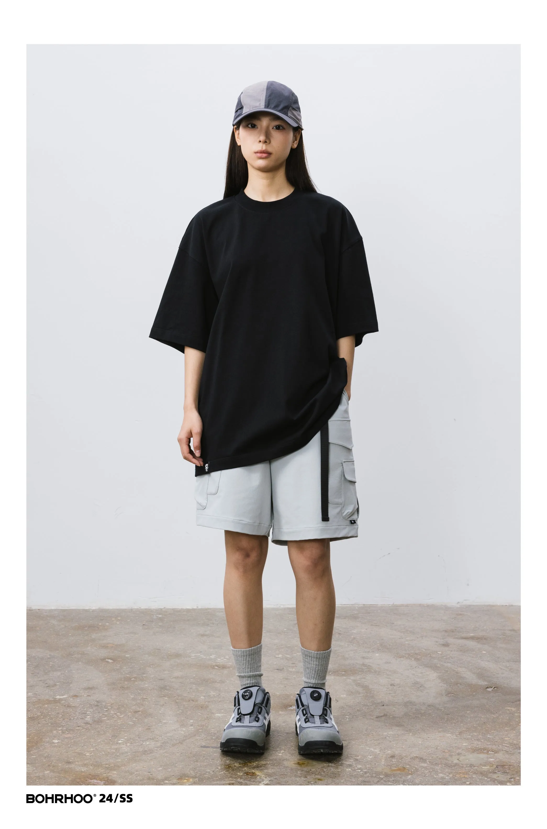 BOHRHOO ピュアコットンルーズラウンドネックTシャツ BHH025