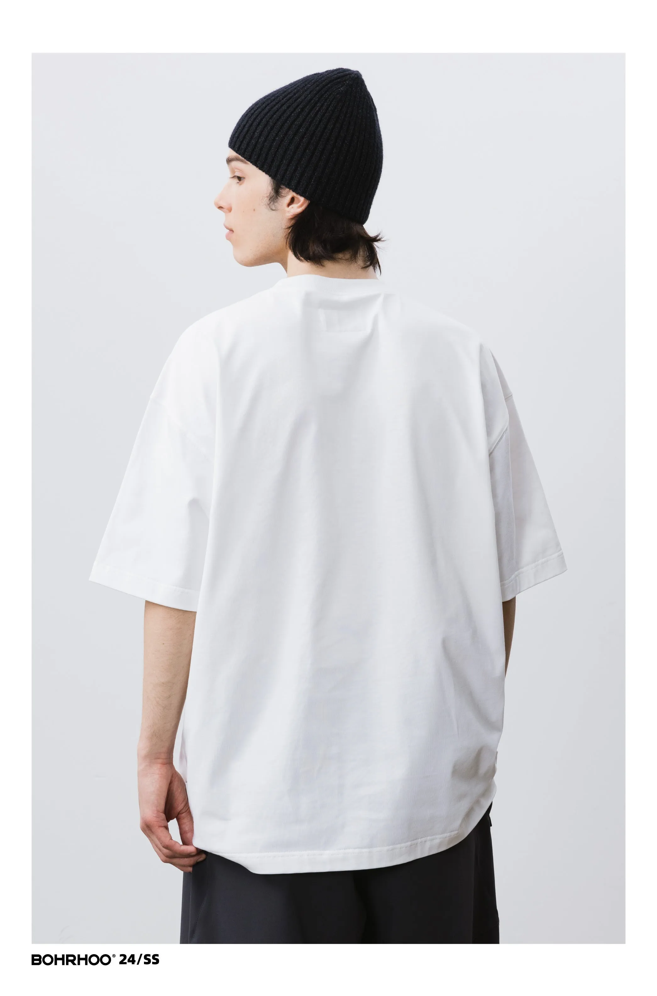 BOHRHOO ピュアコットンルーズラウンドネックTシャツ BHH025