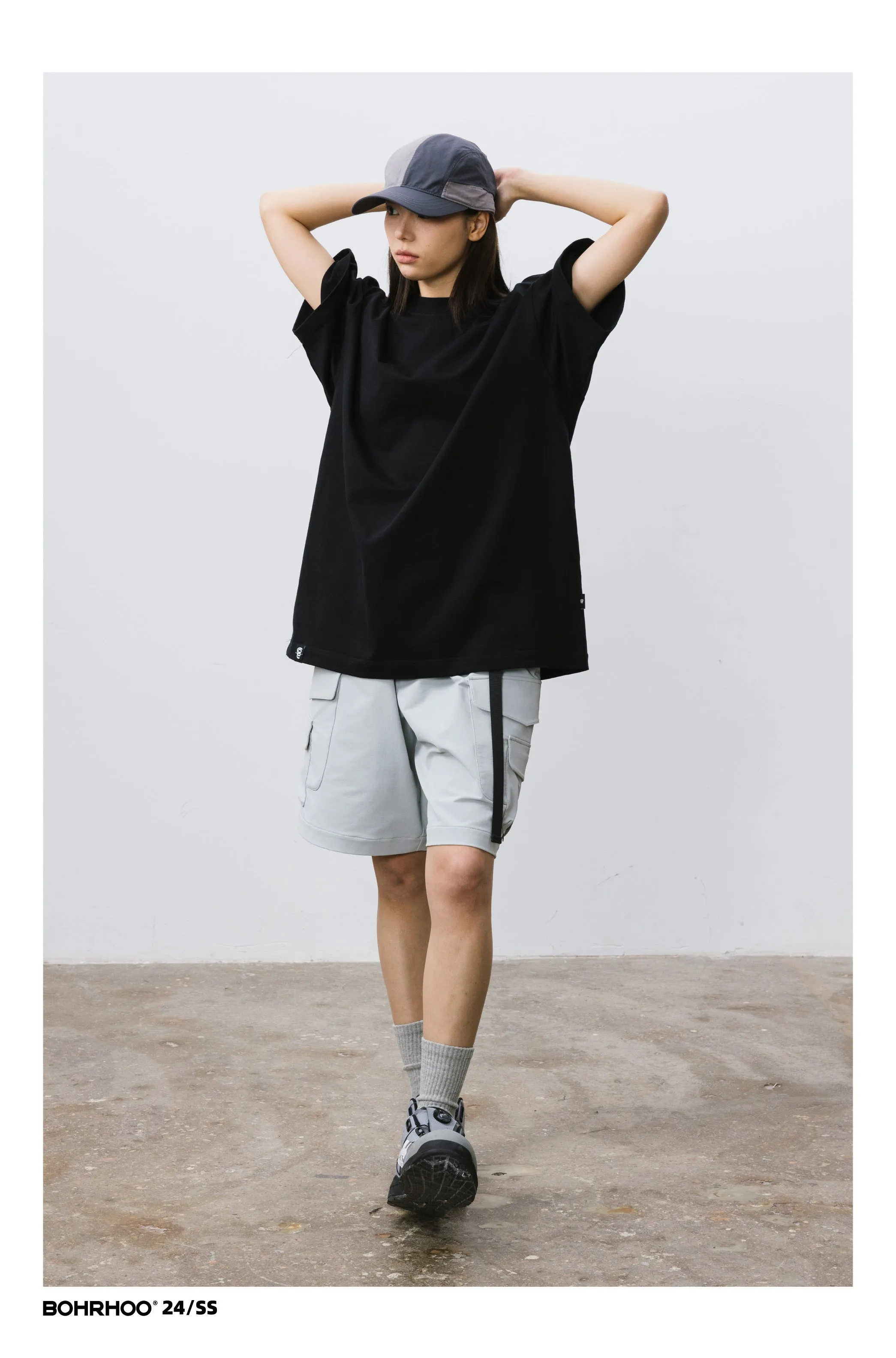 BOHRHOO ピュアコットンルーズラウンドネックTシャツ BHH025