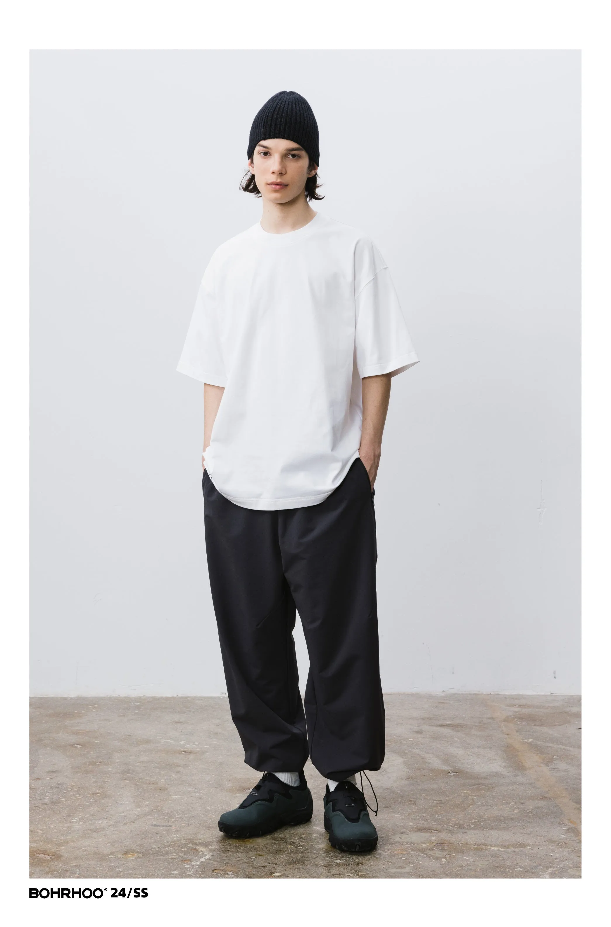 BOHRHOO ピュアコットンルーズラウンドネックTシャツ BHH025