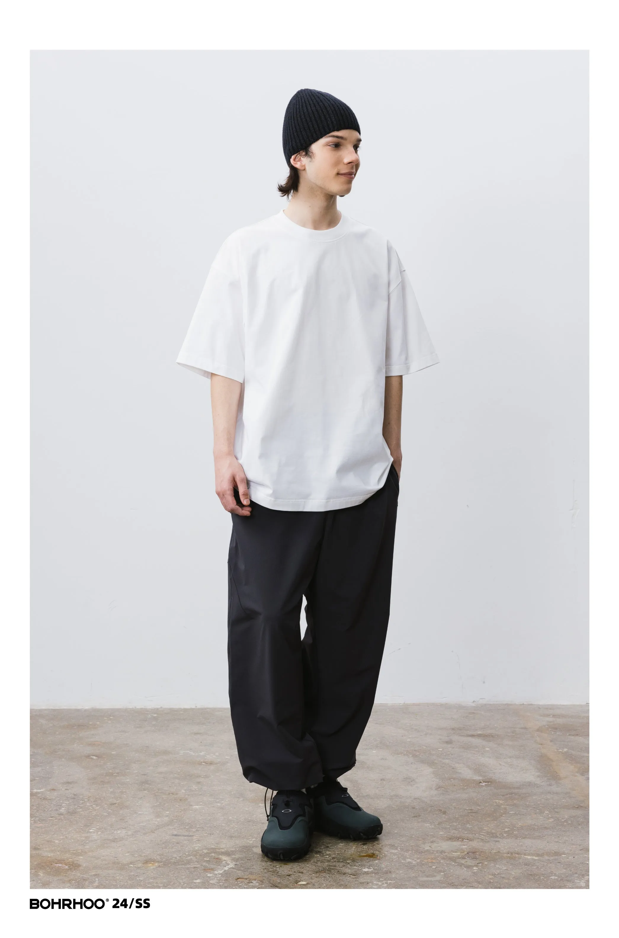 BOHRHOO ピュアコットンルーズラウンドネックTシャツ BHH025