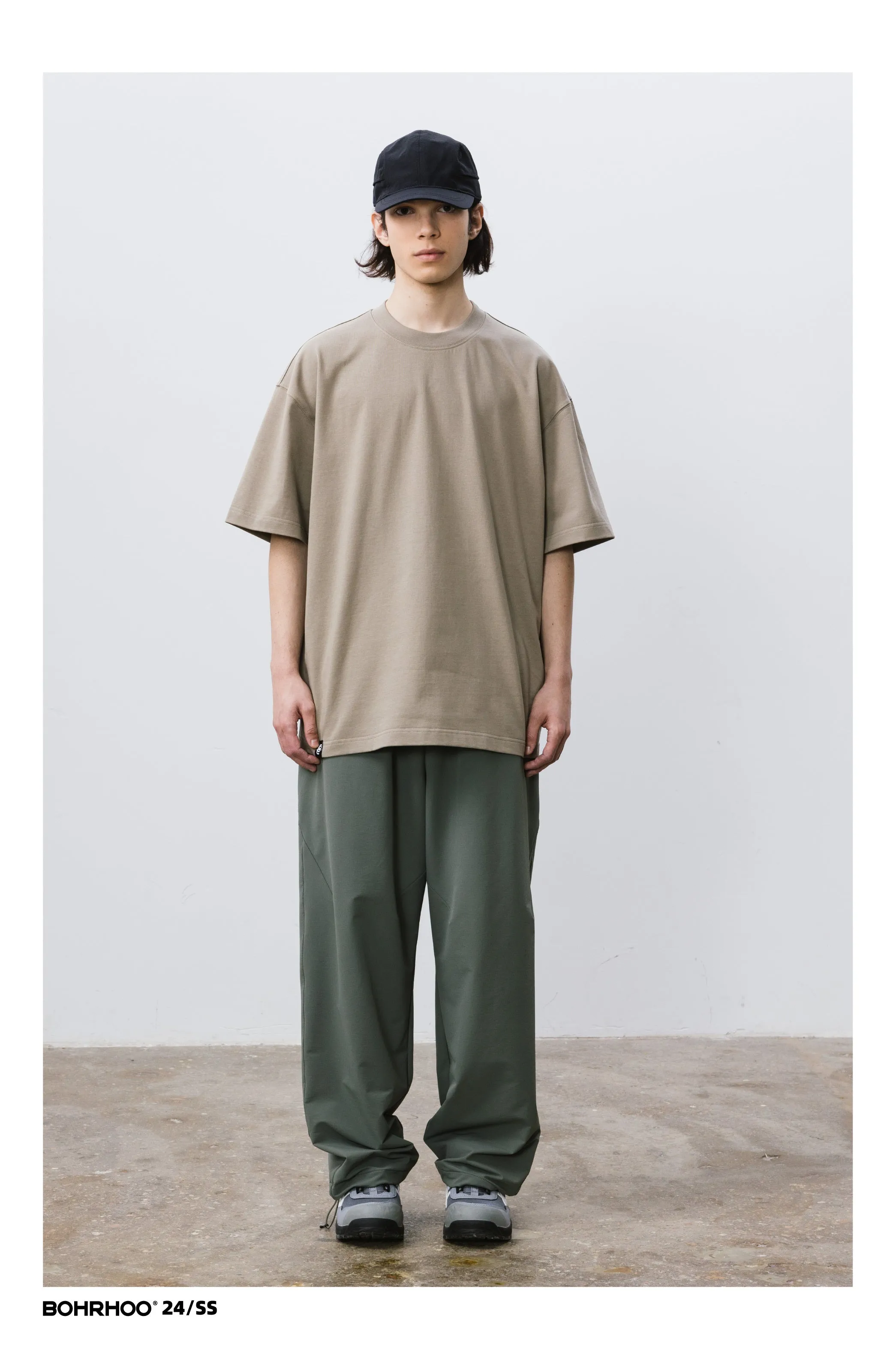 BOHRHOO ピュアコットンルーズラウンドネックTシャツ BHH025