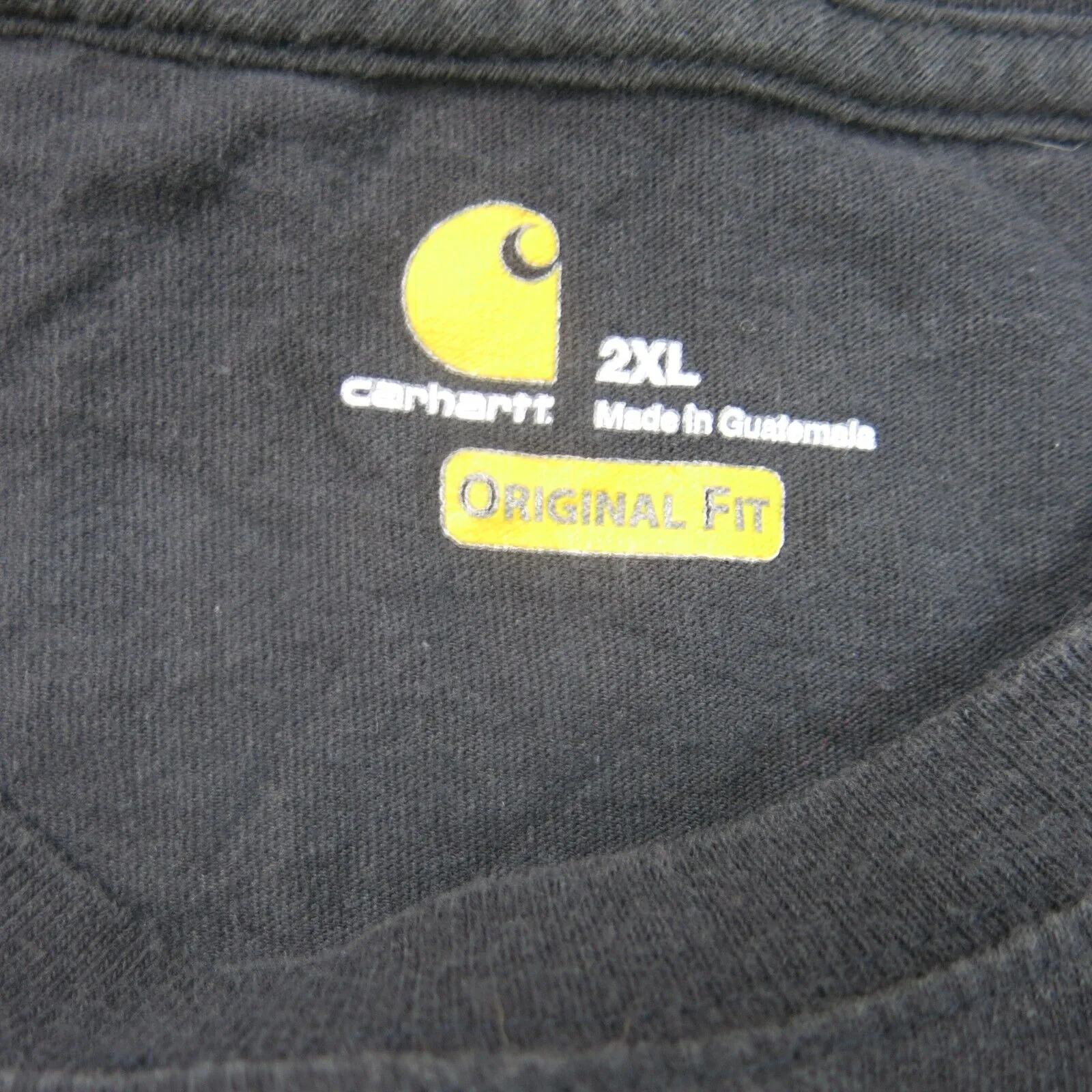 Carhartt Shirt Mens 2XL Black Short Sleeve Original Fit Crew Neck Tee Pocket