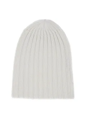 Cashmere Alex Rib Beanie in White