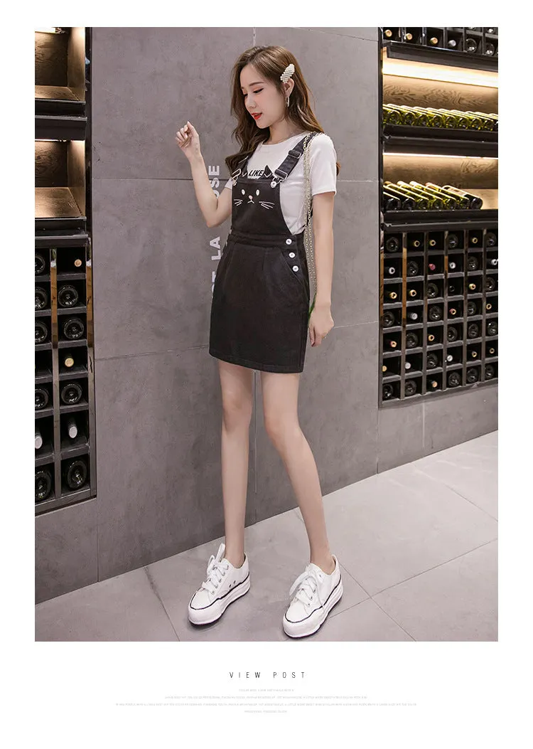 Cat Embroidery Summer Jeans Black Mini Denim Bodycon Vestidos Mujer