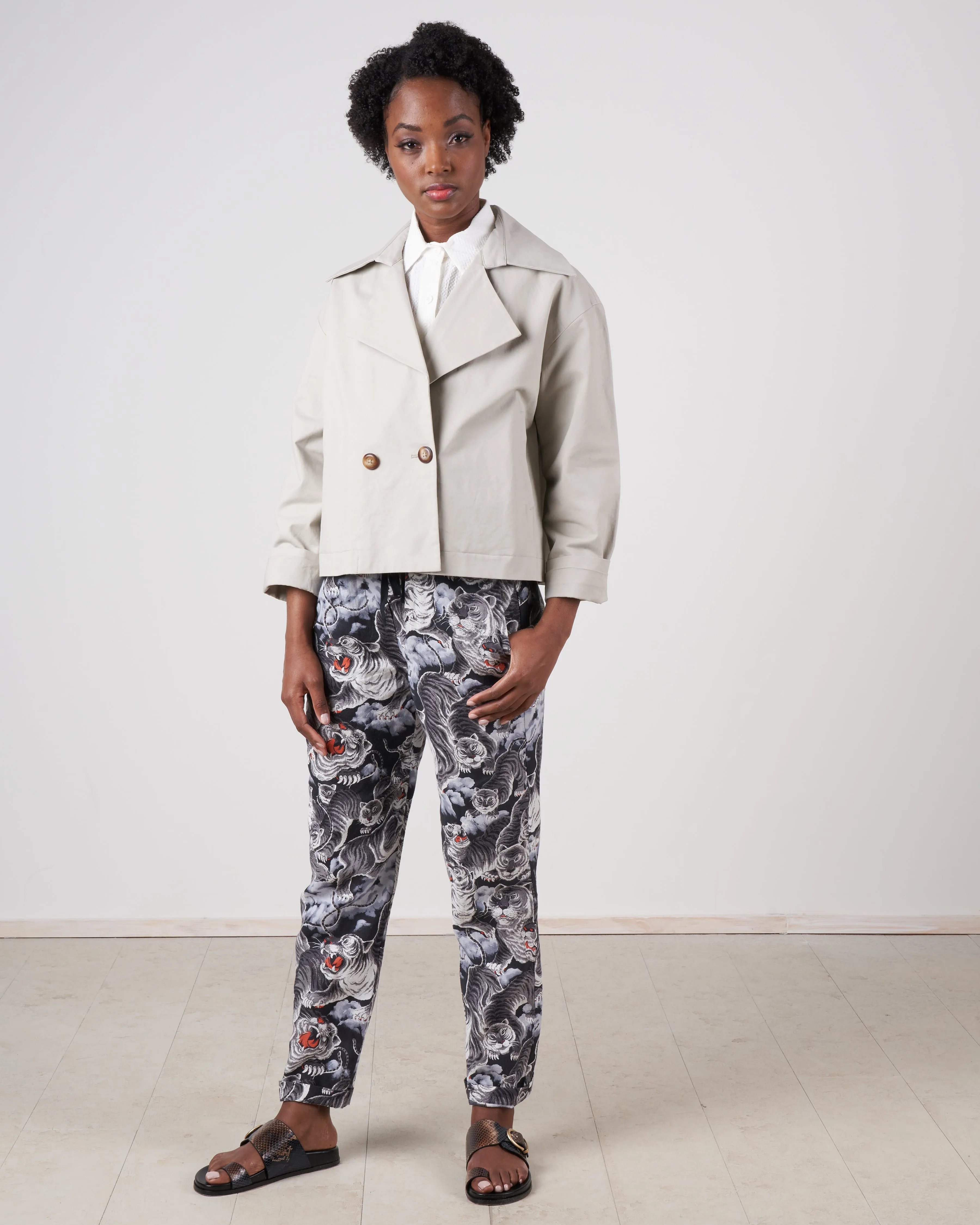 cropped peacoat - dusty white
