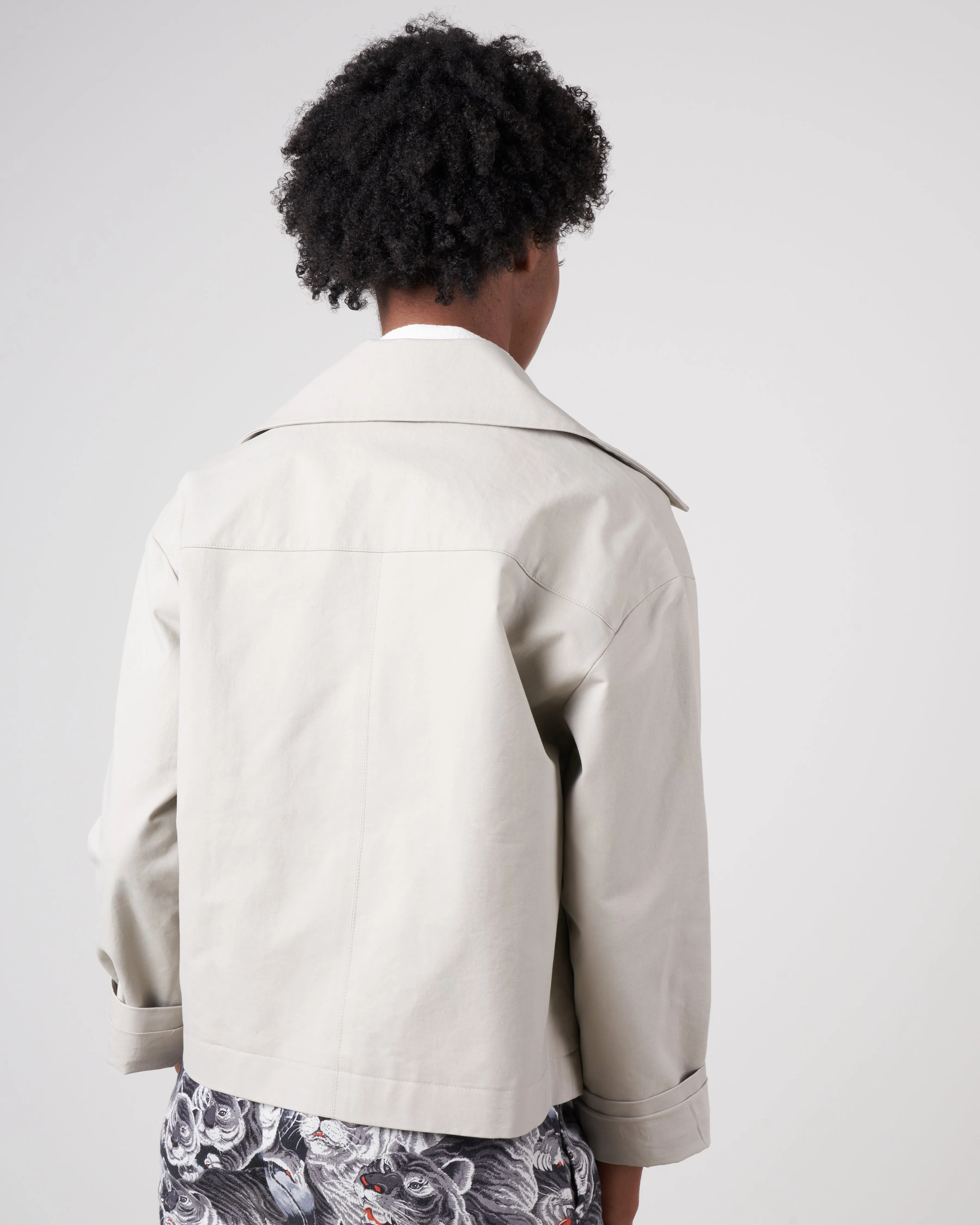 cropped peacoat - dusty white