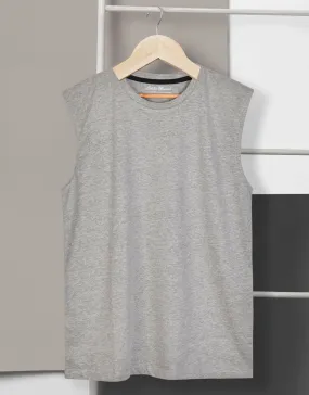 EDBR Active Muscle Sleeve Less Men's Shirt - Grey