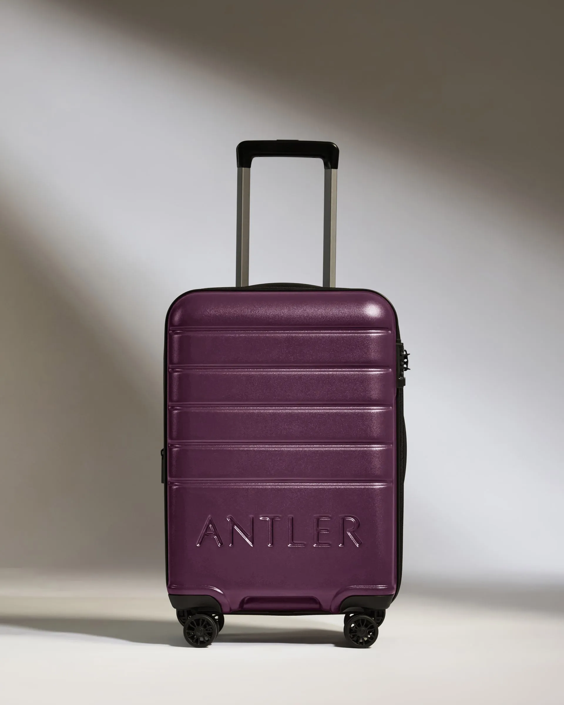 Expandable Carry-on Luggage in Dark Heather Purple - Logo