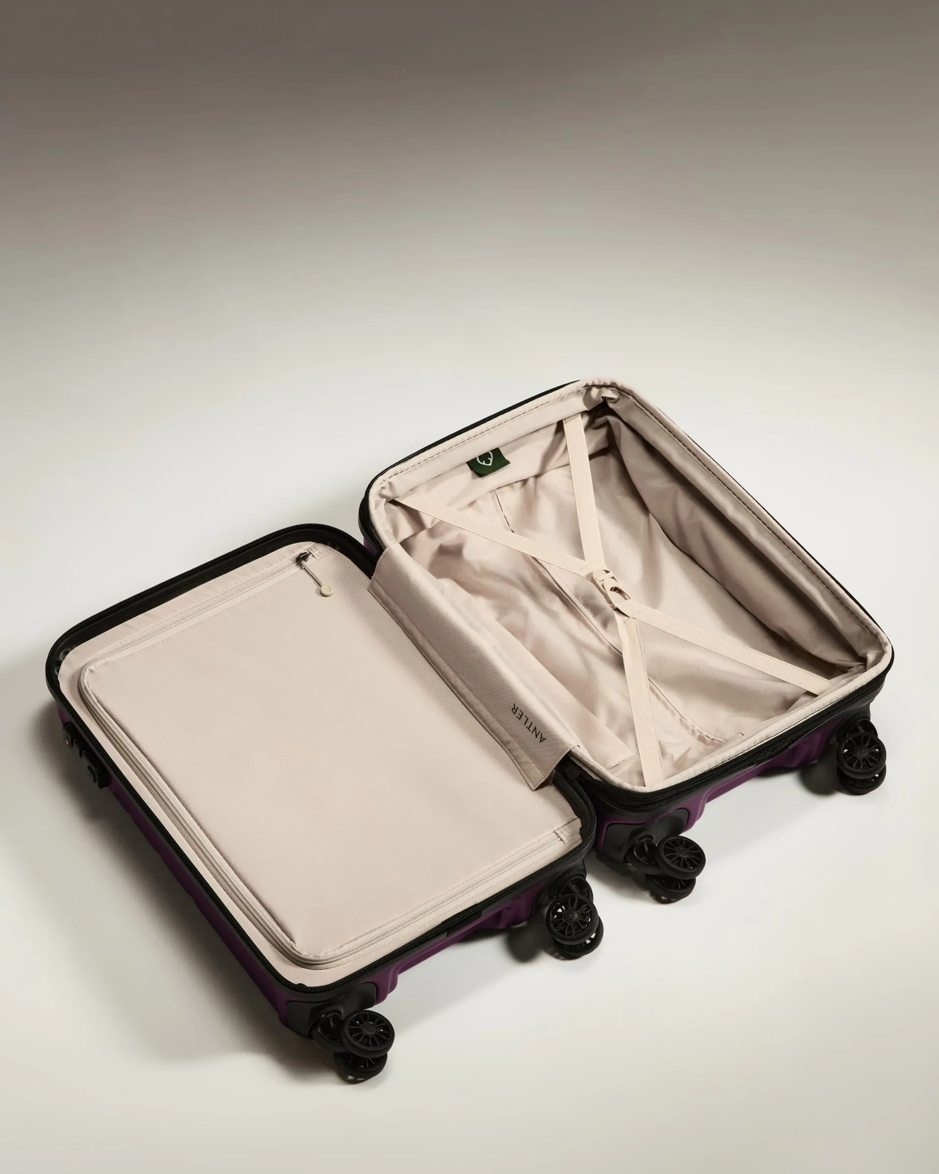 Expandable Carry-on Luggage in Dark Heather Purple - Logo