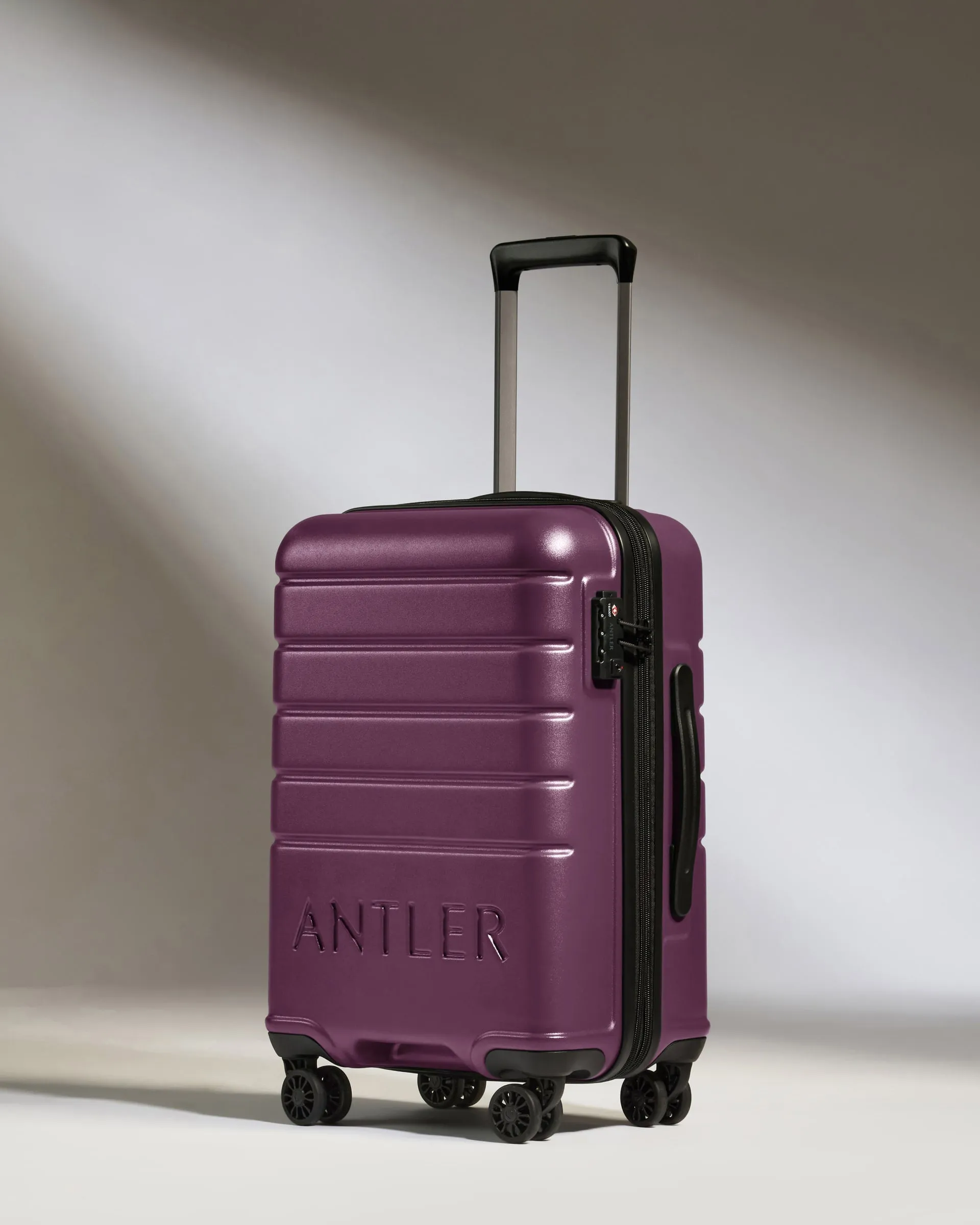 Expandable Carry-on Luggage Set in Dark Heather Purple - Logo