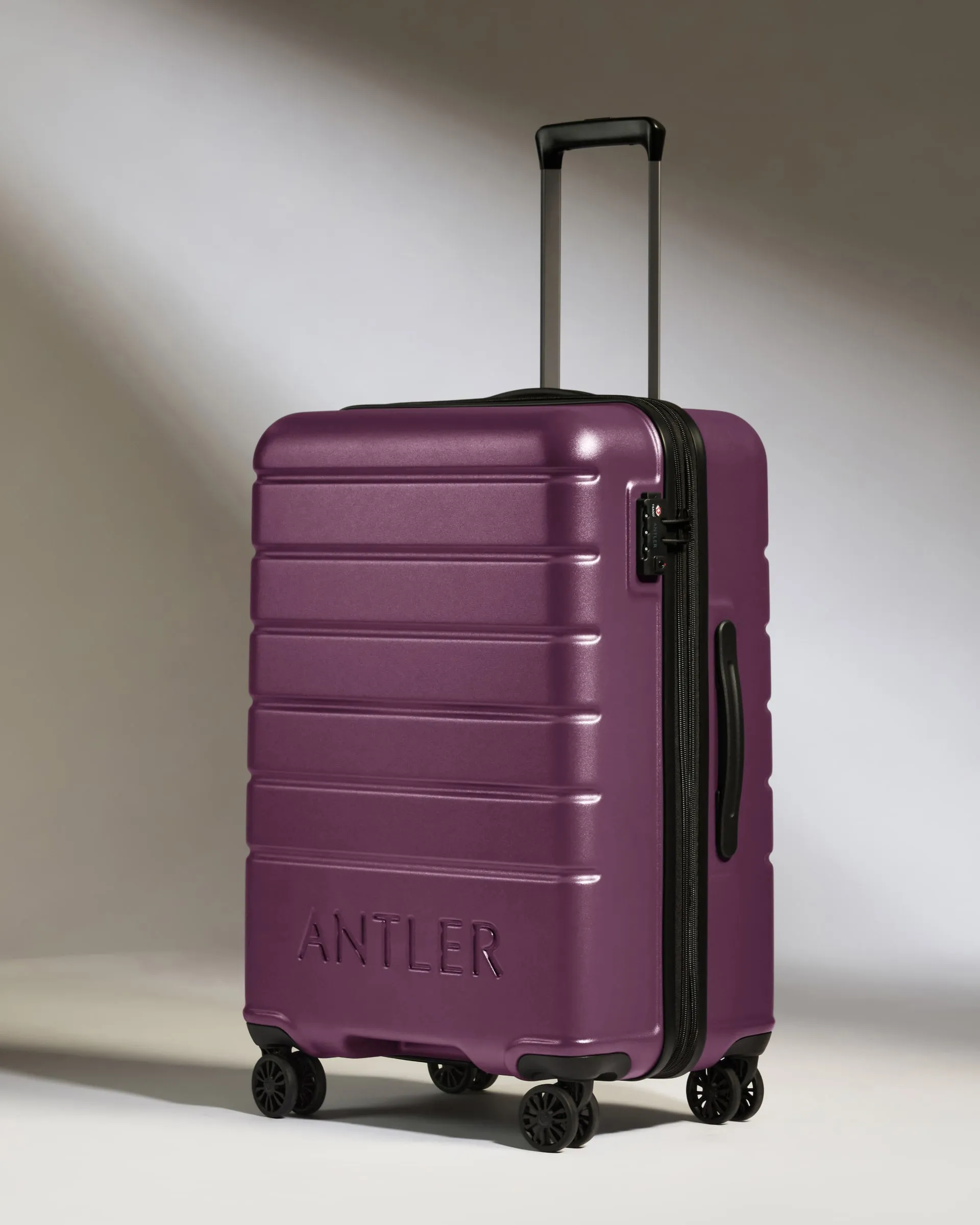 Expandable Carry-on Luggage Set in Dark Heather Purple - Logo