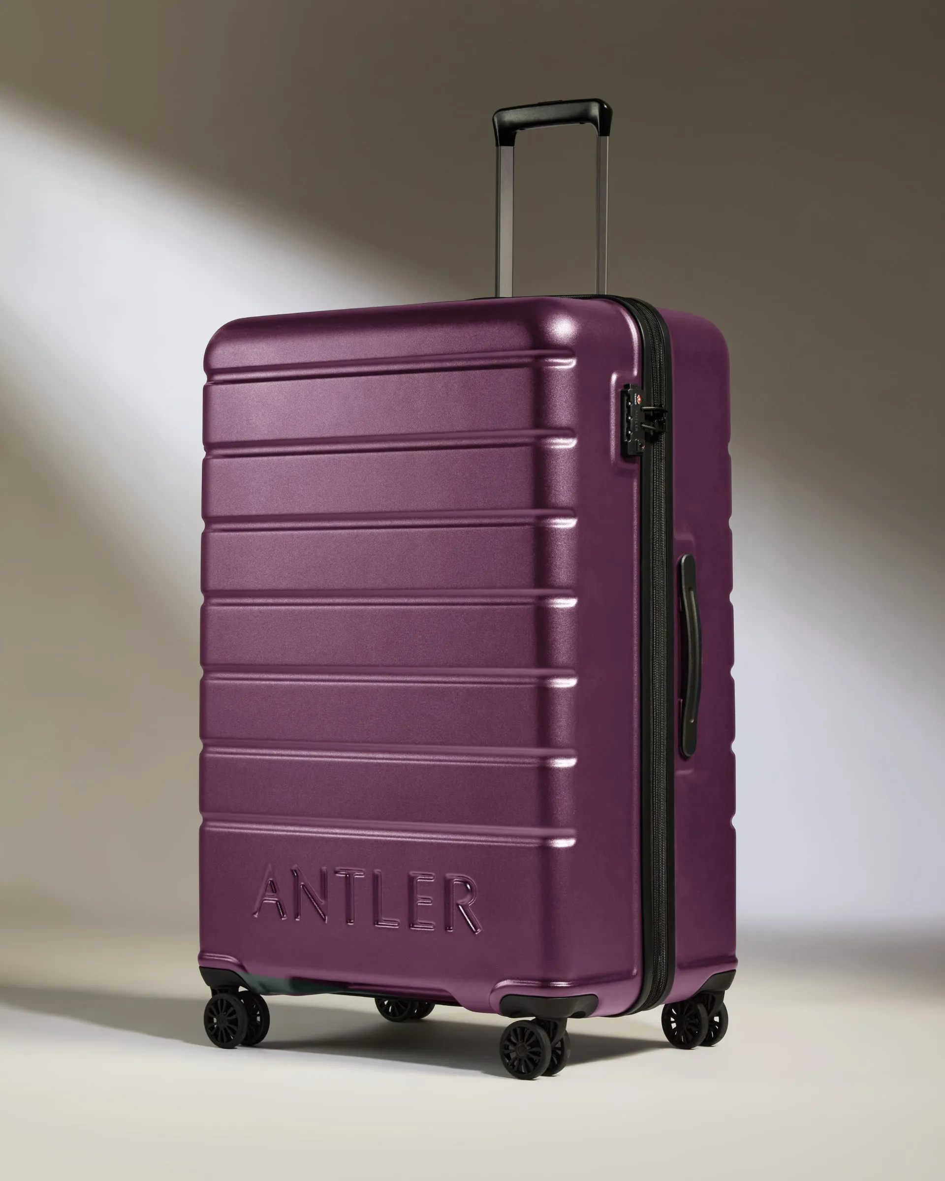 Expandable Carry-on Luggage Set in Dark Heather Purple - Logo