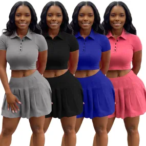 Fashion Pleated Skirt Two Piece Set（AY1839）