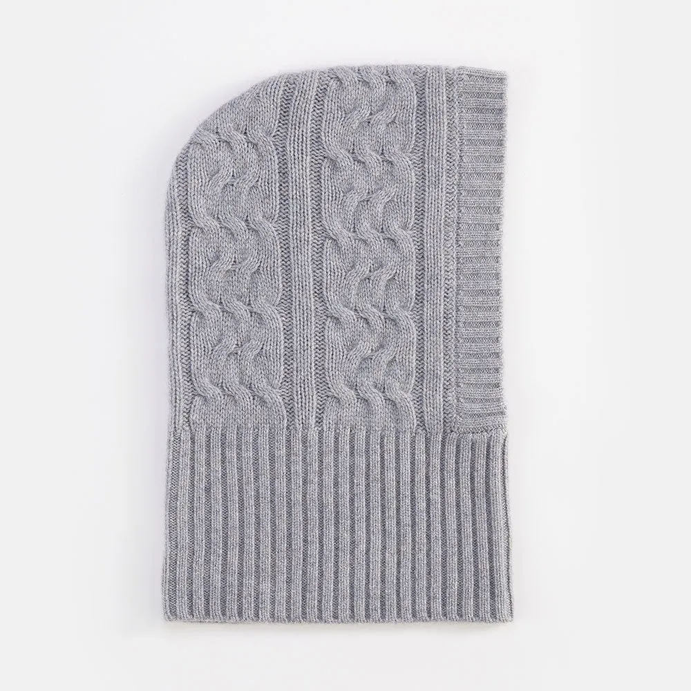 Grey Pure Cashmere Balaclava Hood