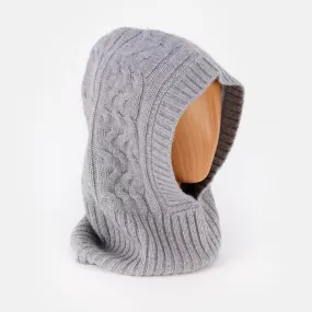 Grey Pure Cashmere Balaclava Hood