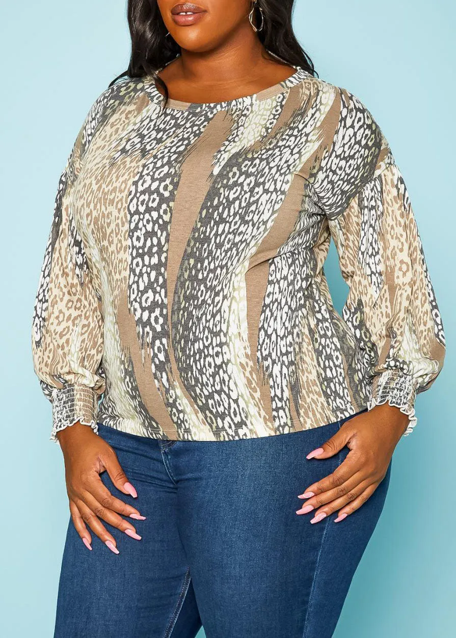 Hi Curvy Plus Size Women Leopard Print Open Back Shirts