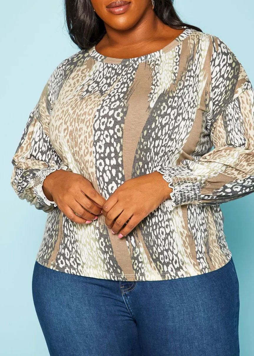 Hi Curvy Plus Size Women Leopard Print Open Back Shirts