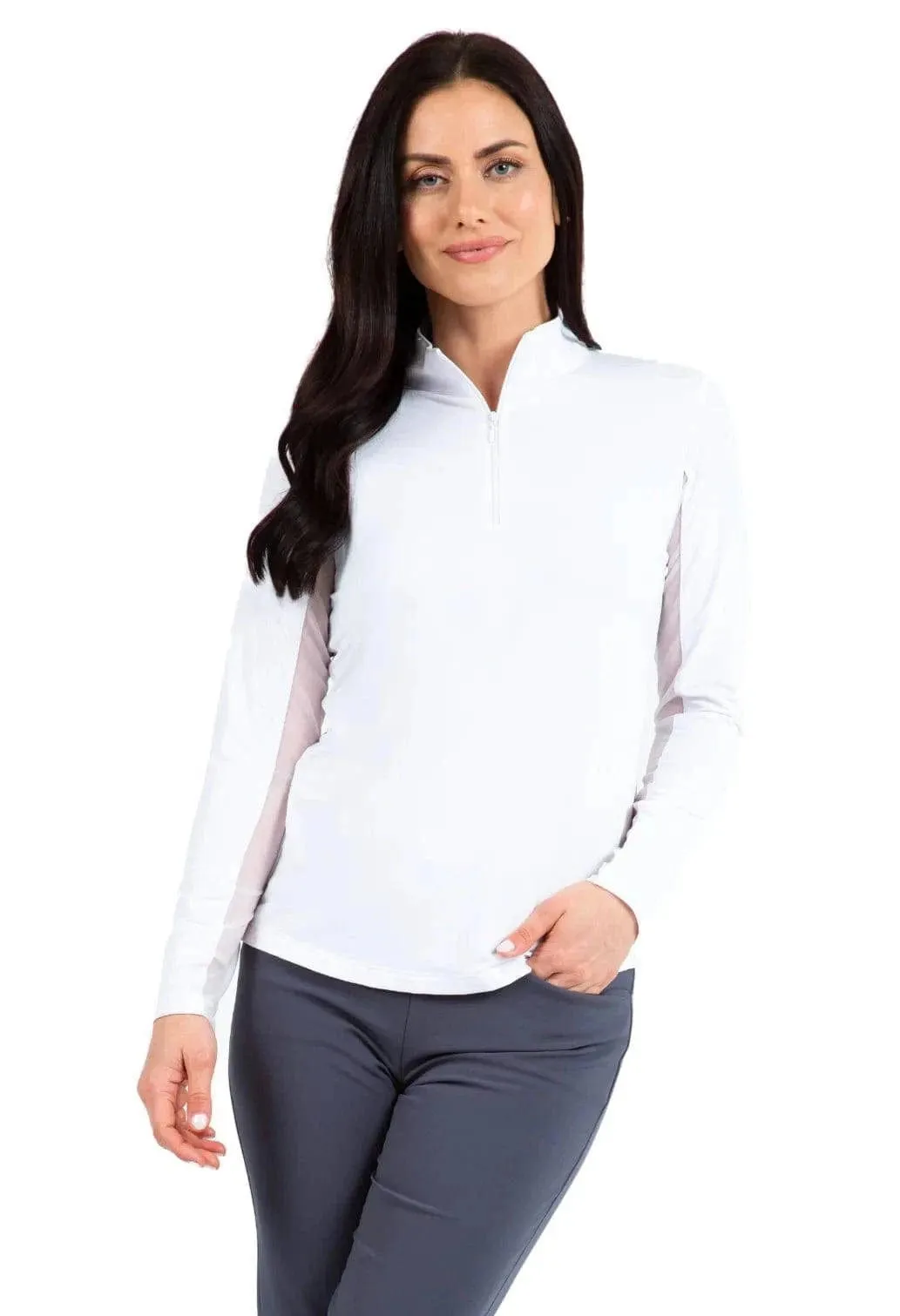 IBKUL Solid Long Sleeve Mock Neck Top