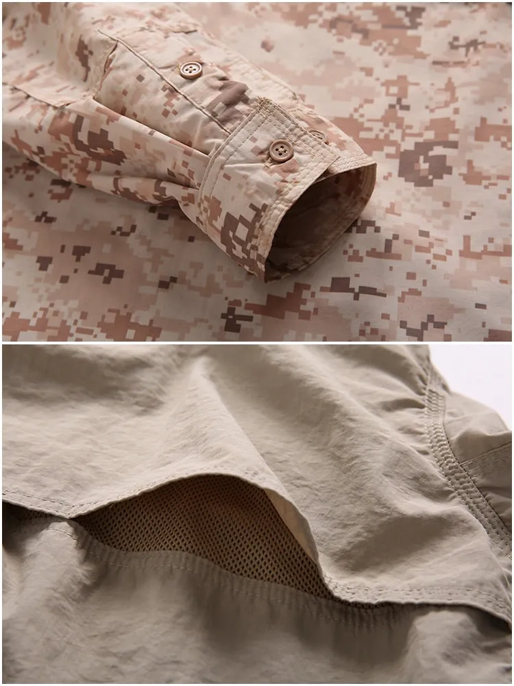 Men's Tactical Shirt Military Camouflage Long Sleeve Fast Dry Lightweight Outdoor Jacket Shirt