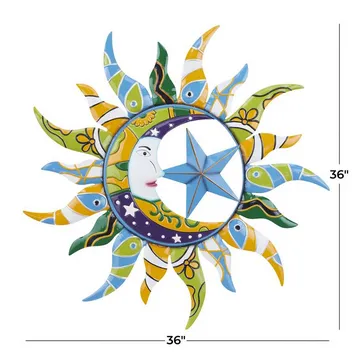Metal Art - Multi Colored Metal Eclectic Stars Wall Decor - 36" x 2" x 36"