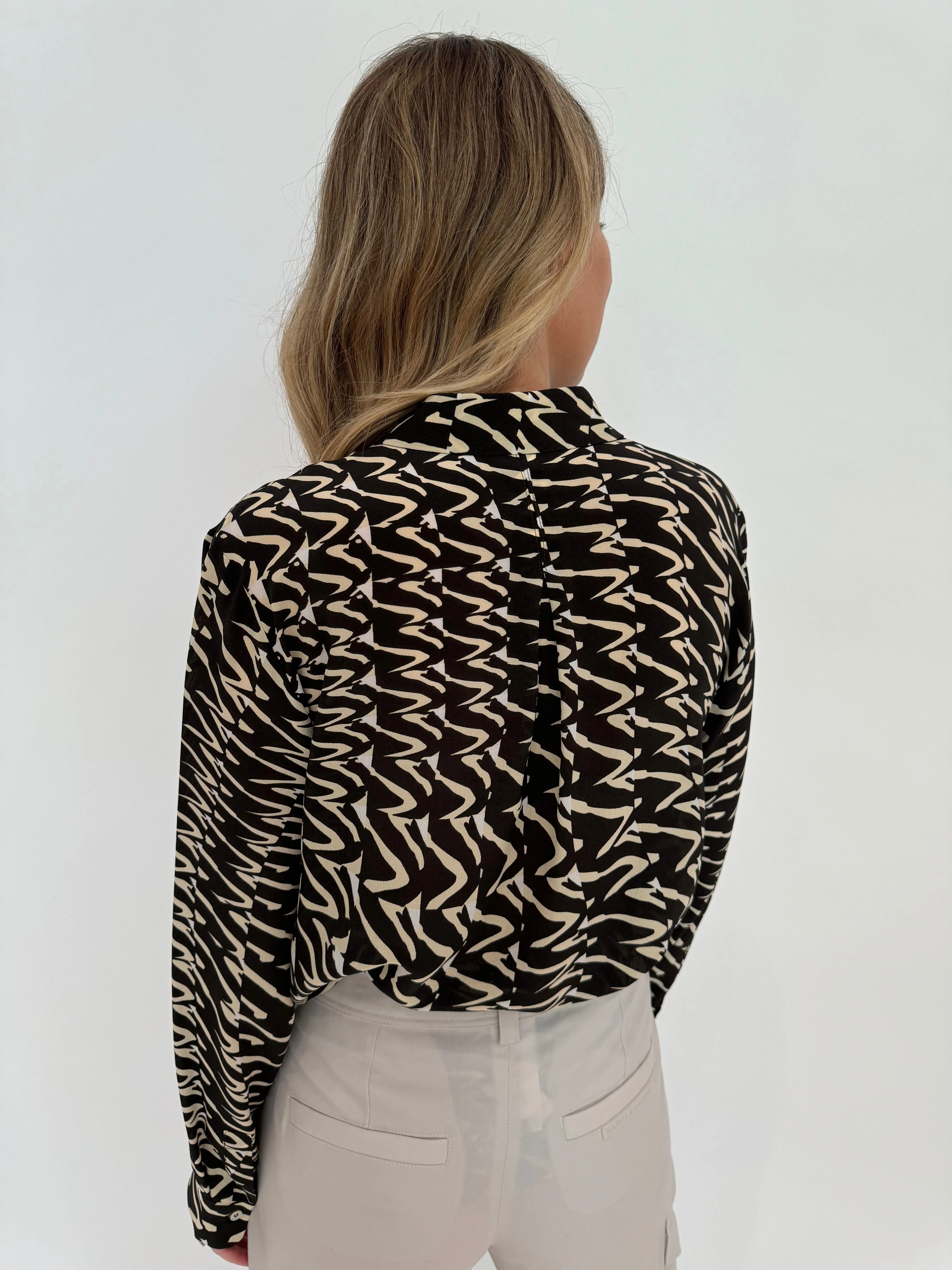 Minerva Silk Crepe Shirt - Brown Bicolor