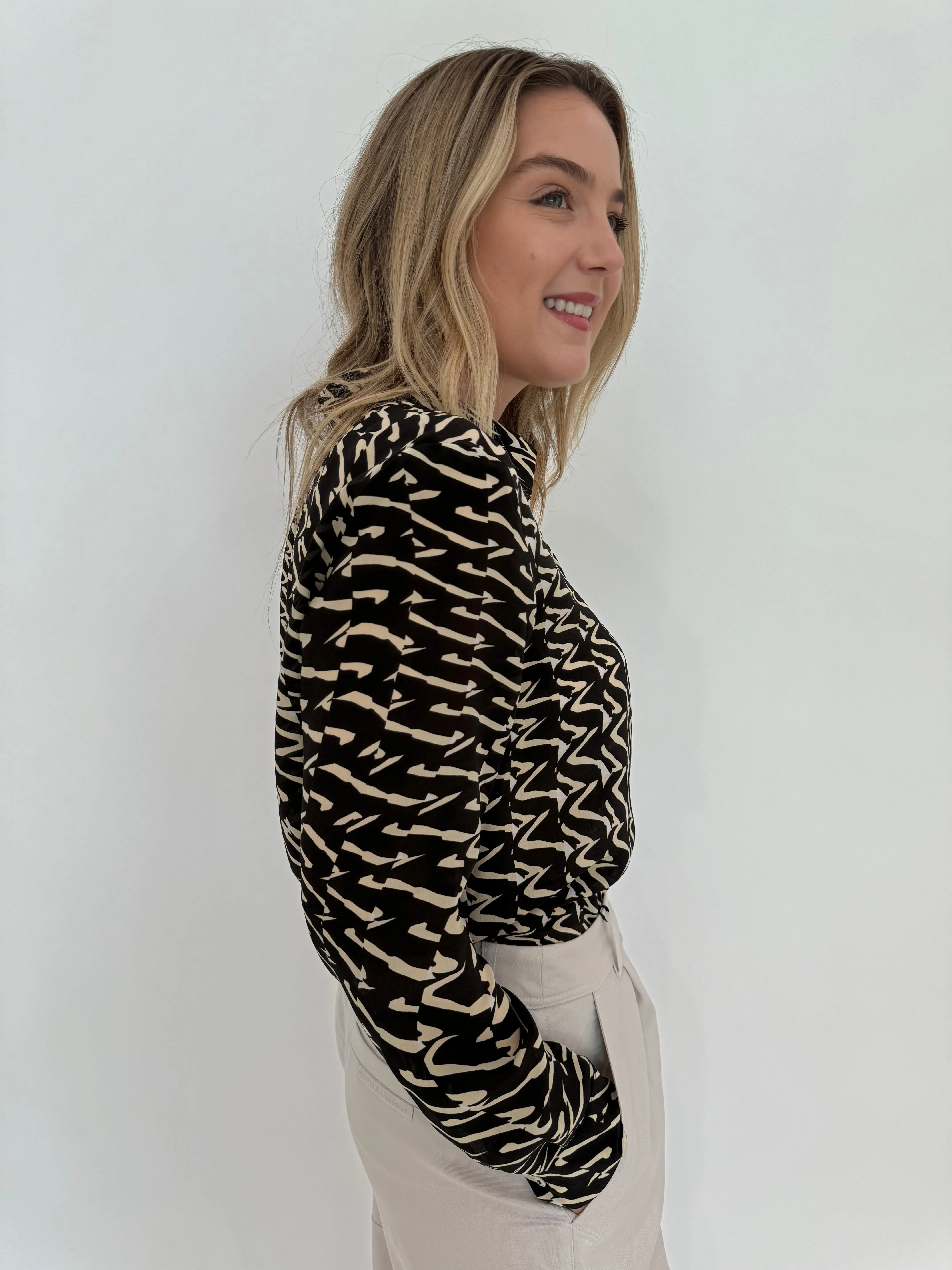 Minerva Silk Crepe Shirt - Brown Bicolor