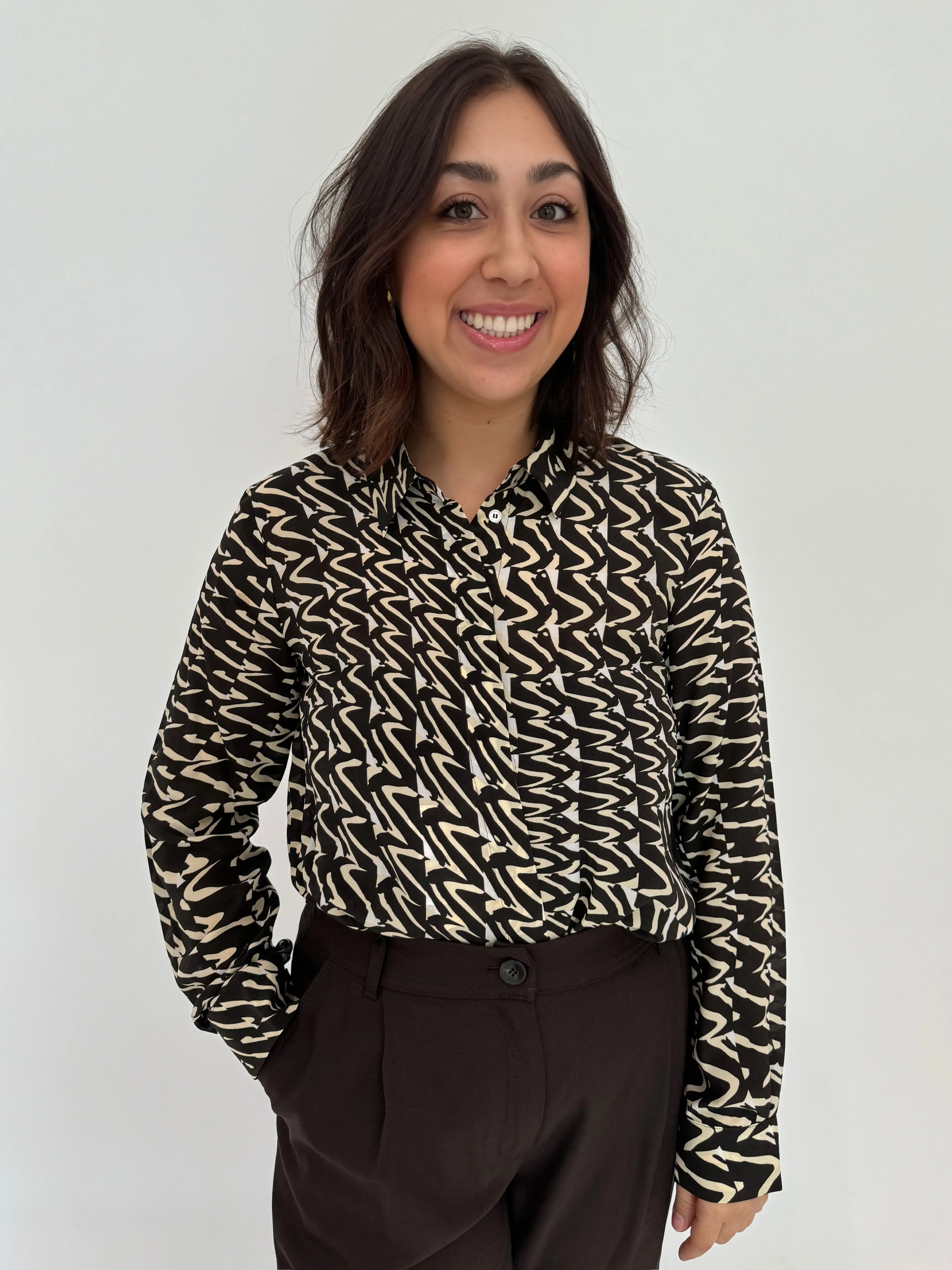 Minerva Silk Crepe Shirt - Brown Bicolor
