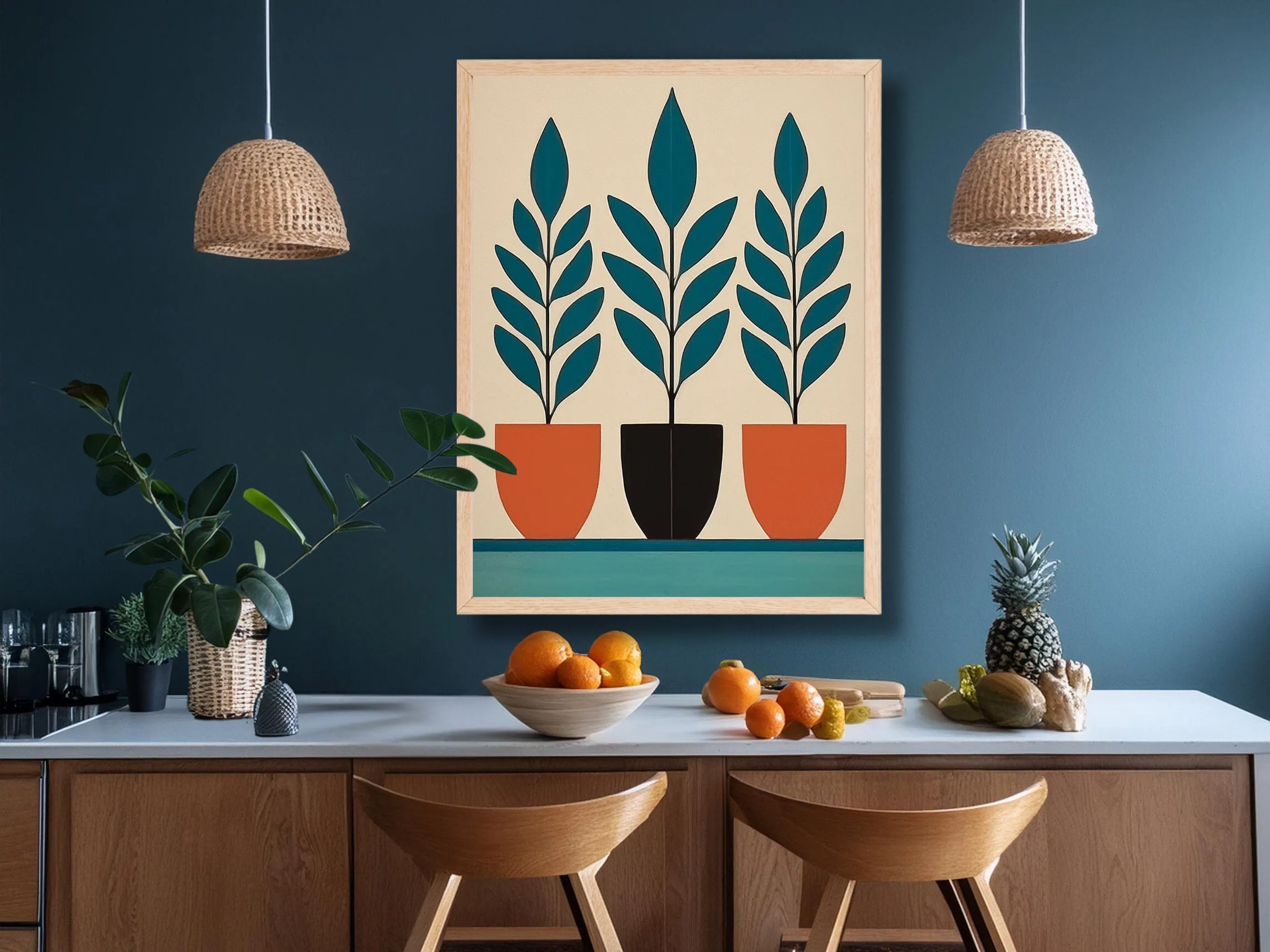 Modern Abstract Wall Art, Minimalist Plant Print, Contemporary Home Decor