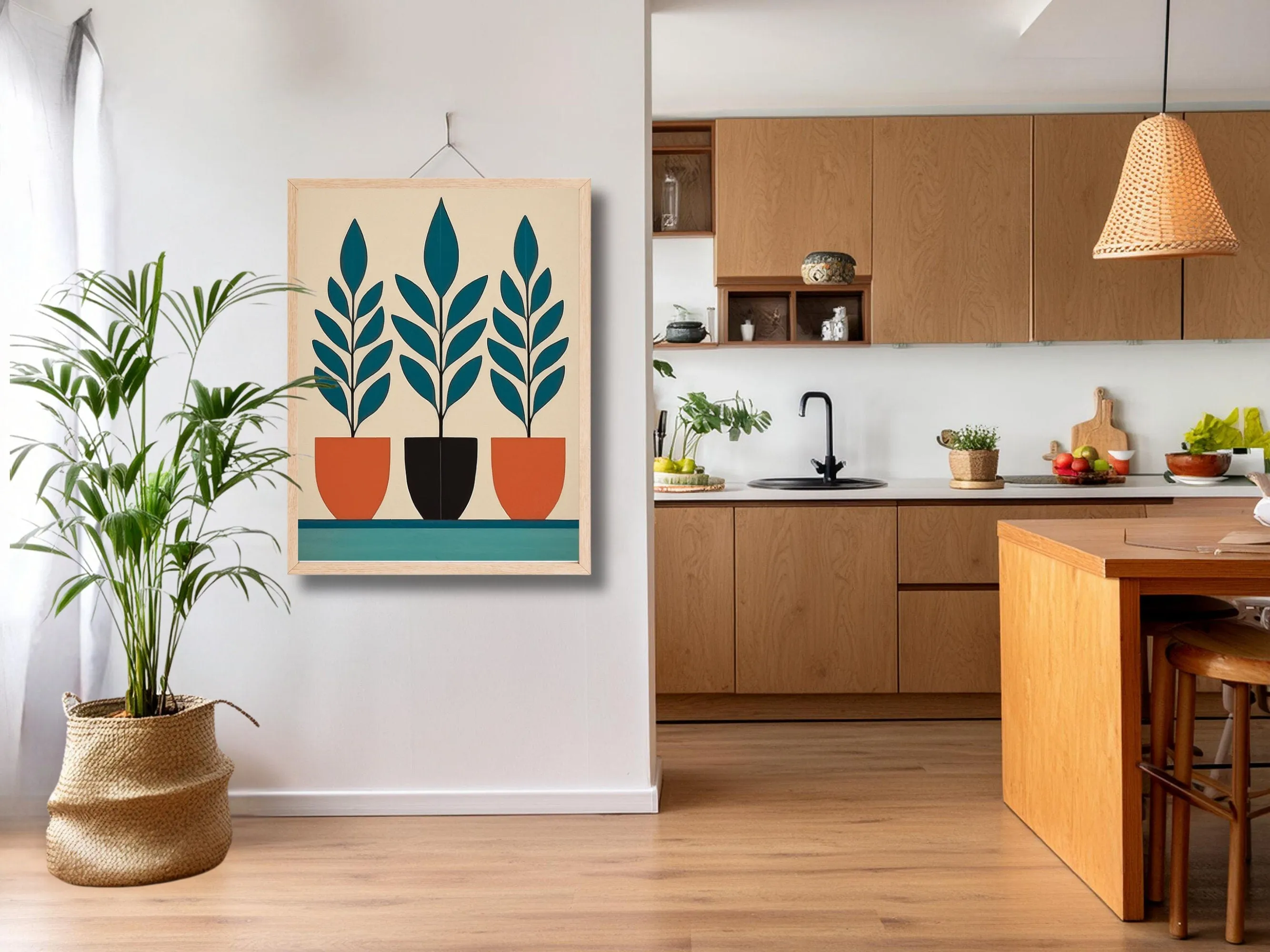 Modern Abstract Wall Art, Minimalist Plant Print, Contemporary Home Decor