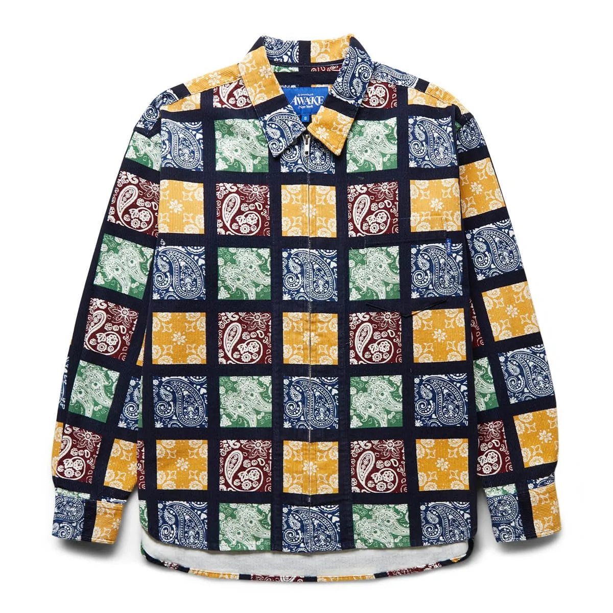 PAISLEY PRINTED CORDUROY ZIP-UP SHIRT