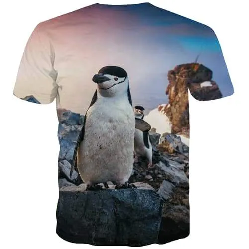 Penguin T shirts Men Animal T-shirts Graphic Lovely Tshirts Cool Street Tshirts Novelty Leisure Tshirt Printed