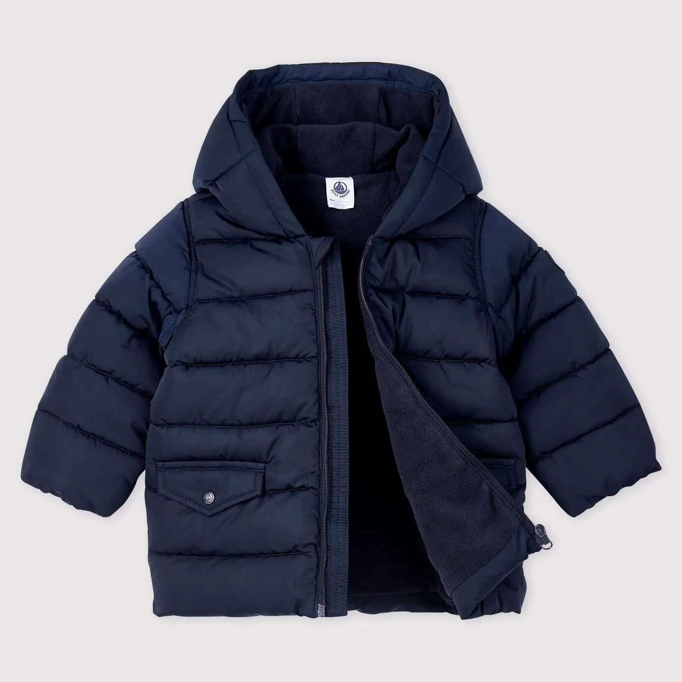 Petit Bateau Baby Boy Quilted Puffer Jacket - Smoking Blue - 12M