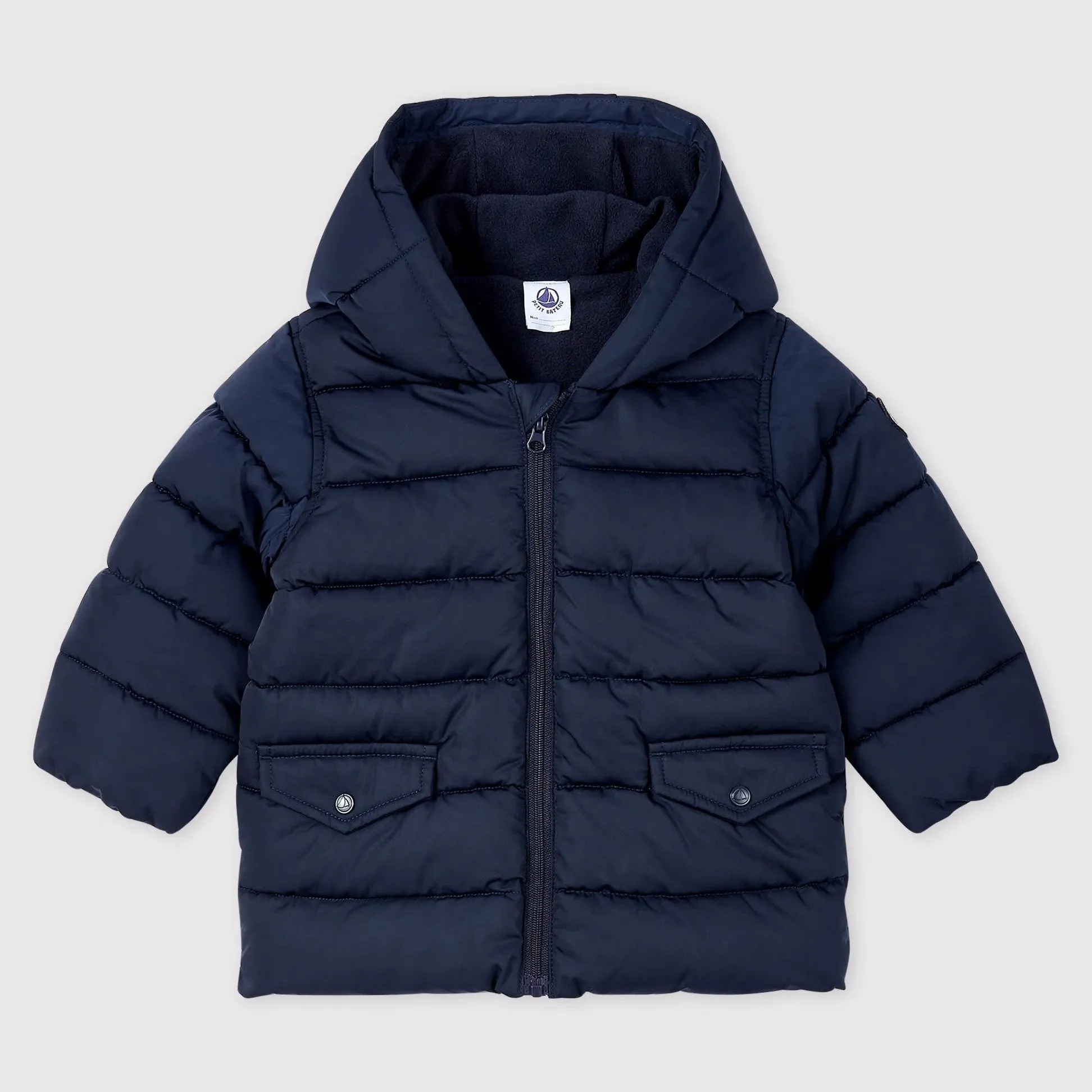 Petit Bateau Baby Boy Quilted Puffer Jacket - Smoking Blue - 12M