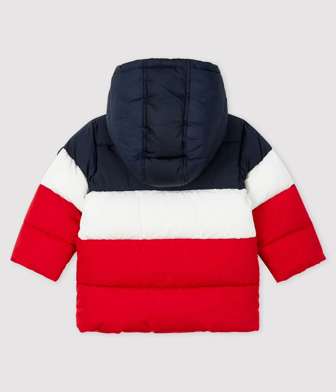 Petit Bateau Baby Quilted Down Jacket - Smoking Blue/White/Red - 12M