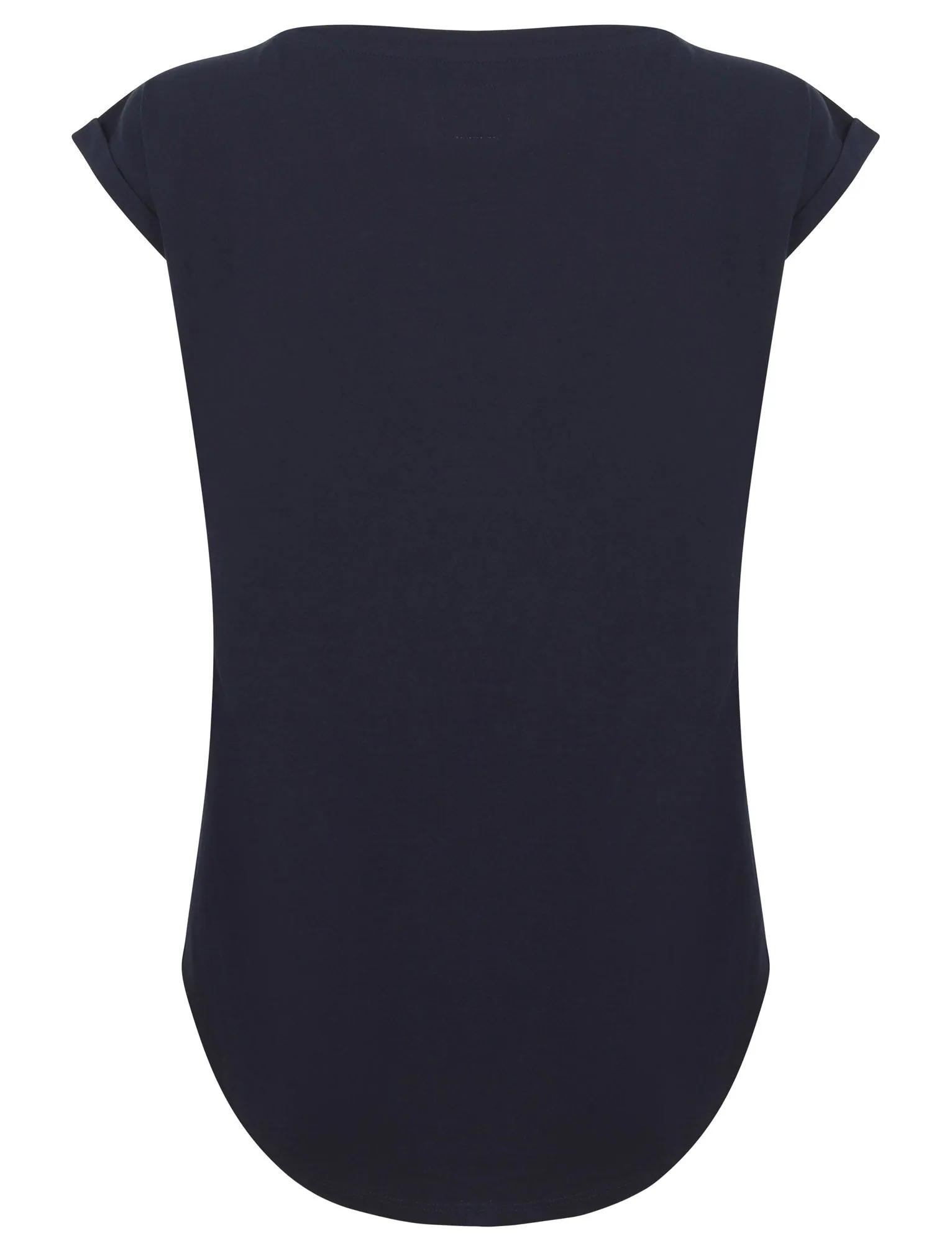 Savannah Cotton T-Shirt with Turn-Up Sleeves In Peacoat Blue - Tokyo Laundry