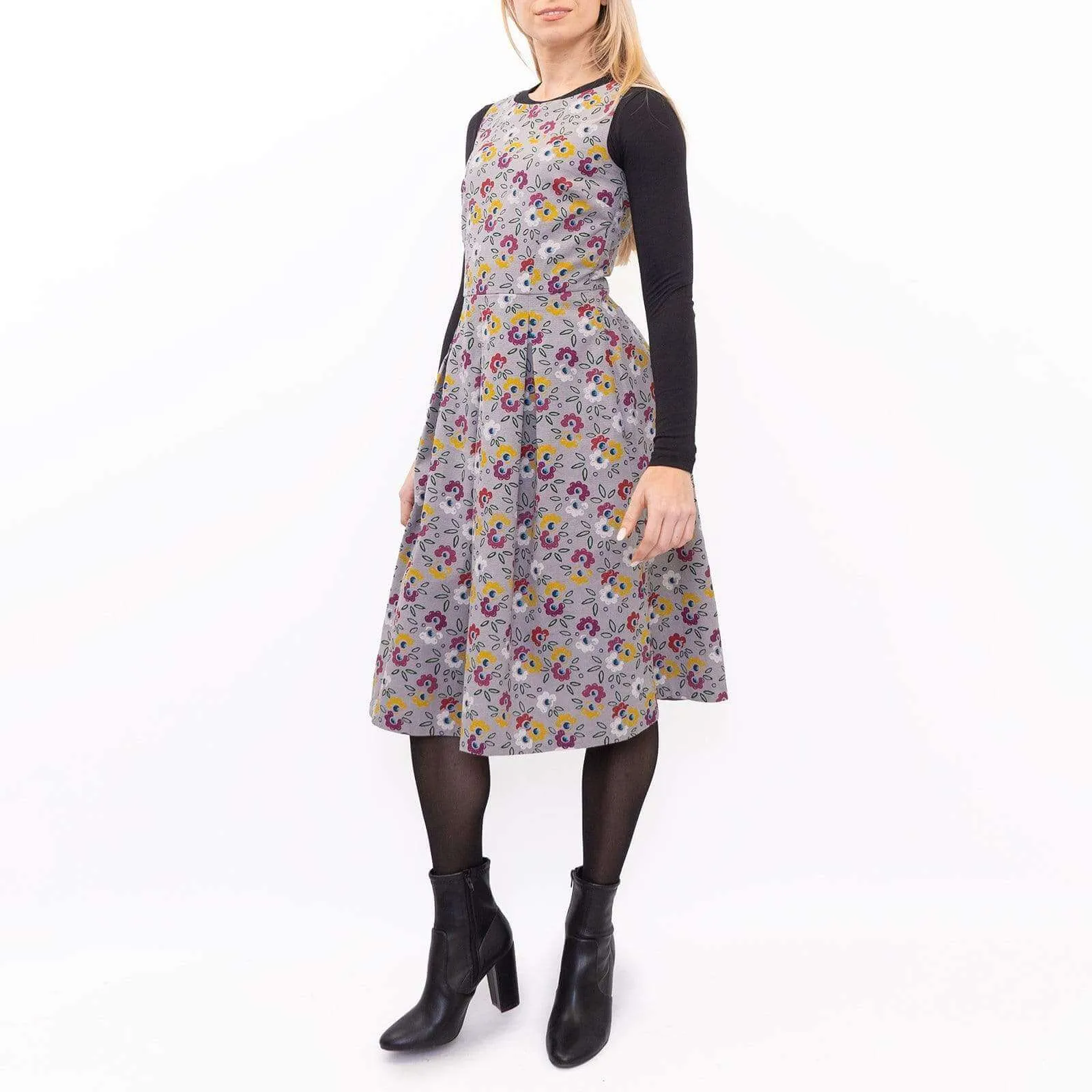 Seasalt Merthen Grey Floral Sleeveless Midi Dress