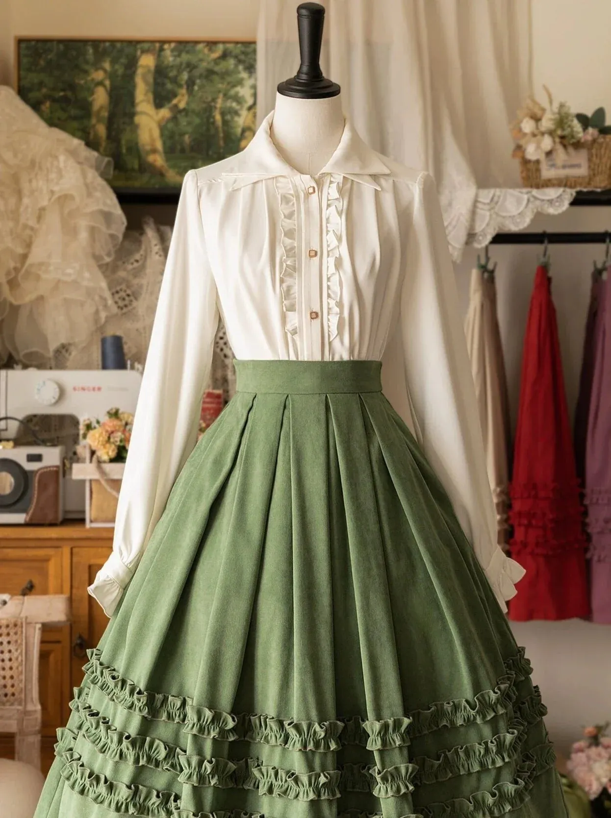 Shirt Double Elegant Collar Retro