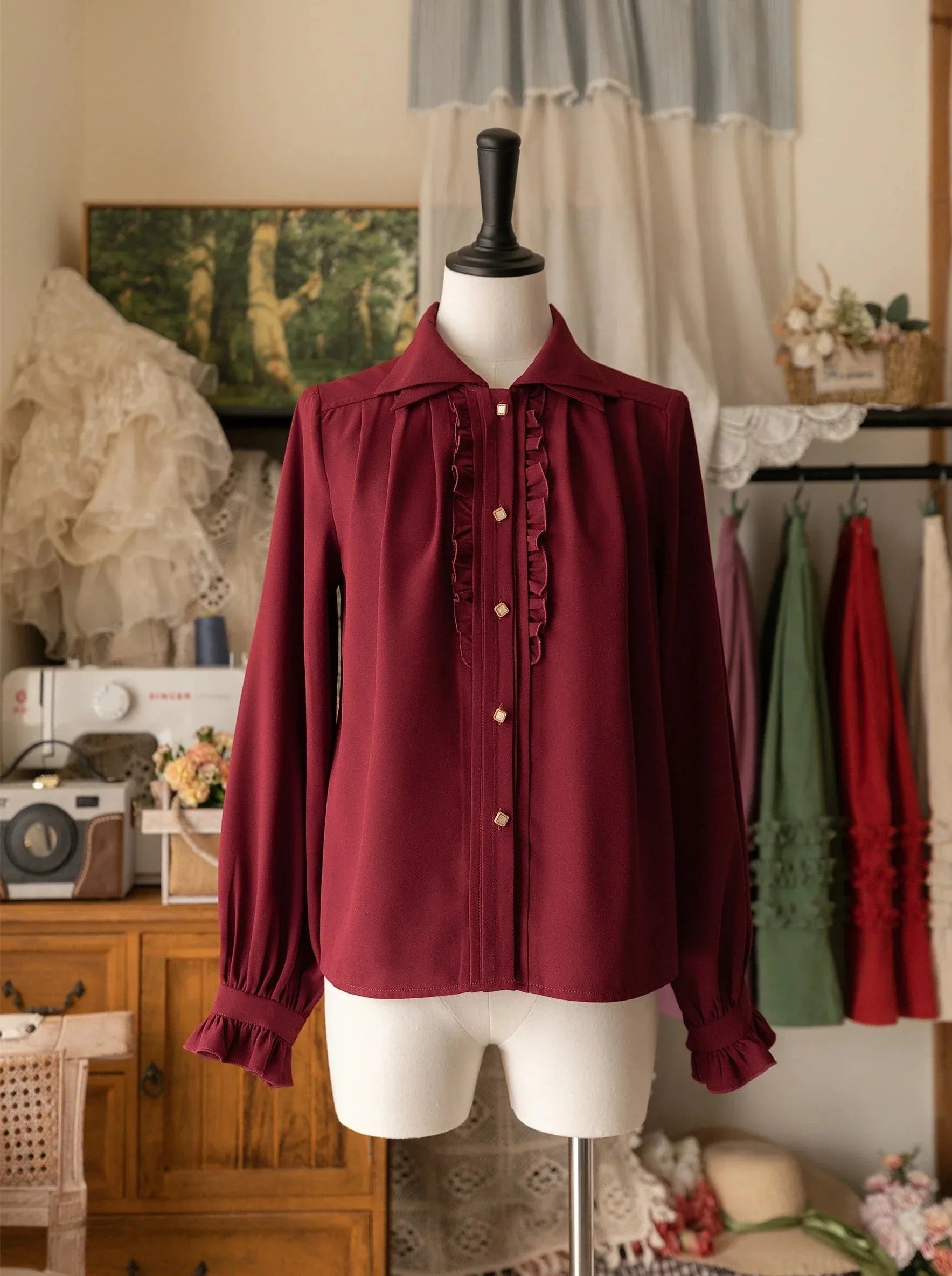 Shirt Double Elegant Collar Retro